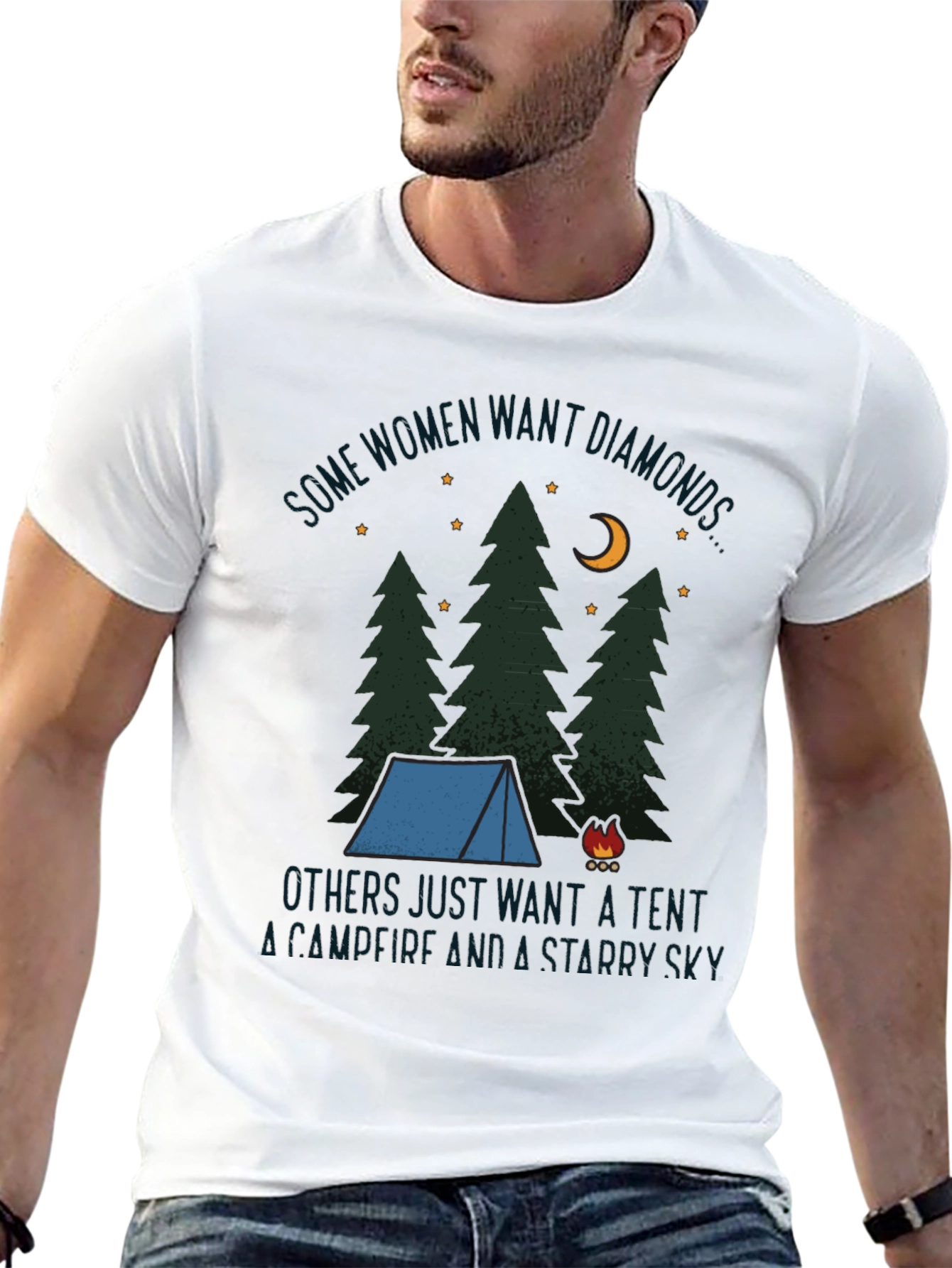 Camping Tent Starry Sky Graphic Tee