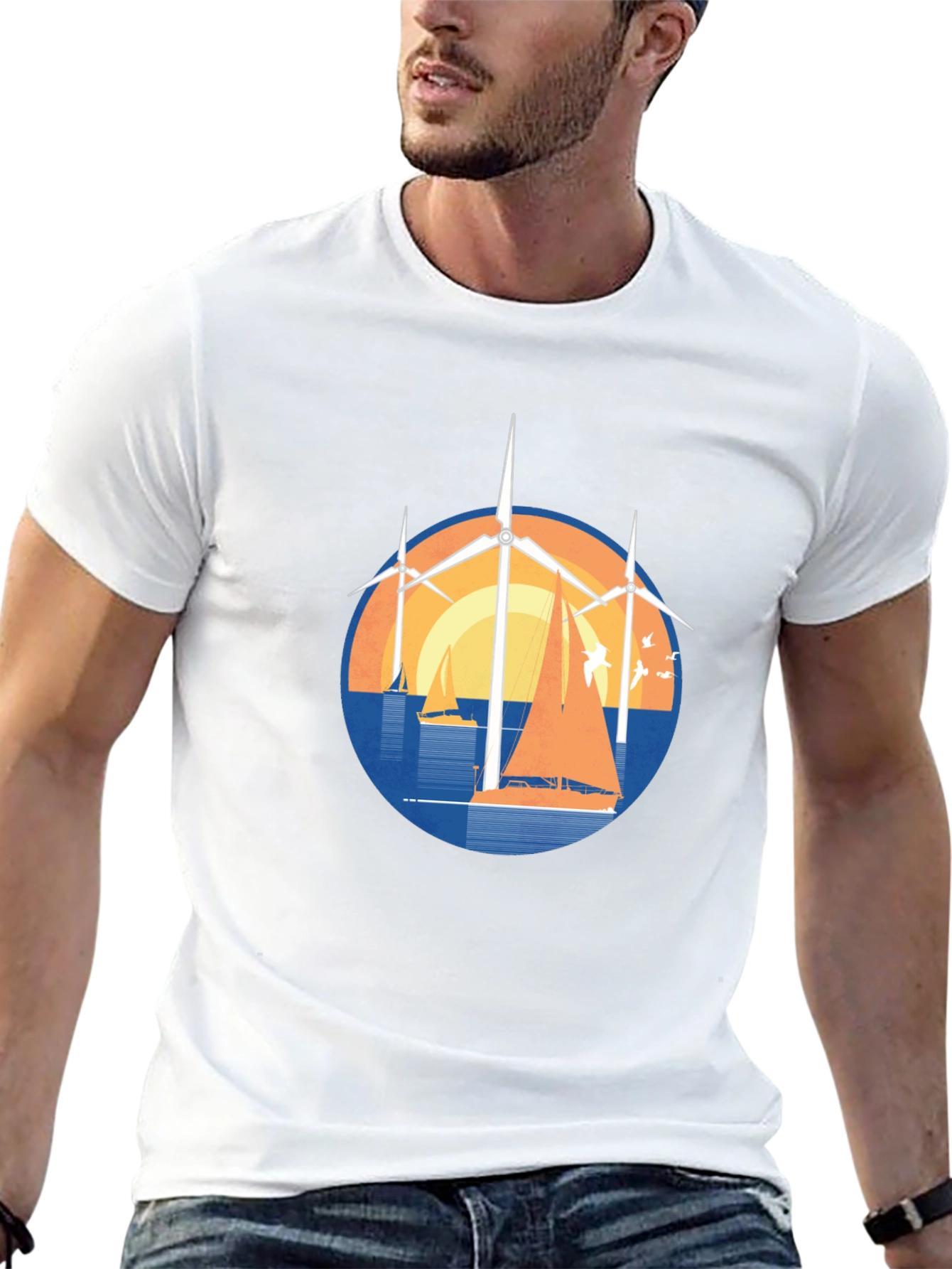 Windmill and Sailboat Graphic Tee