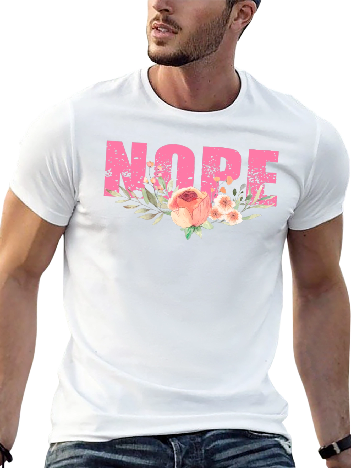 Floral Nope T-Shirt - Trendy Graphic Tee