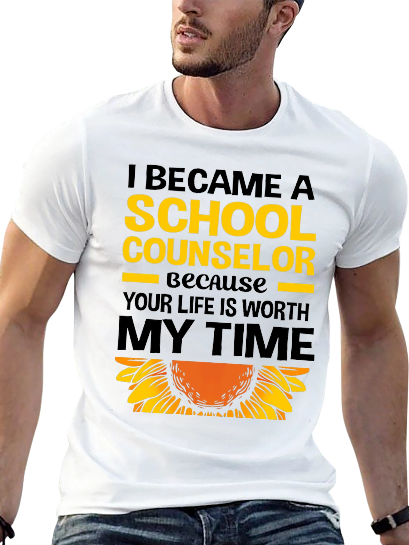 School Counselor Sunflower Graphic T-Shirt