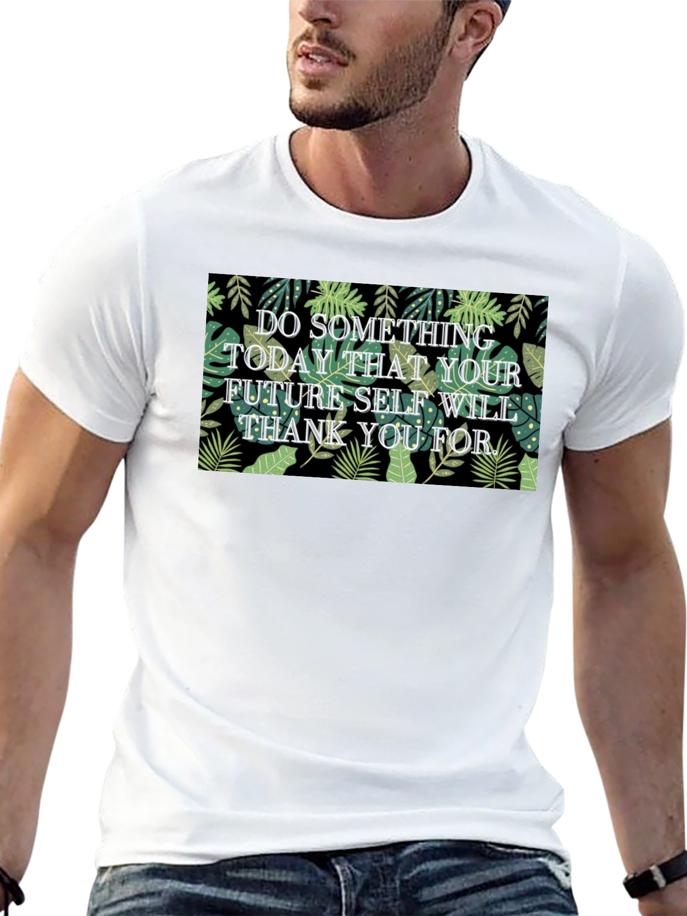Inspirational Leaf Print T-Shirt