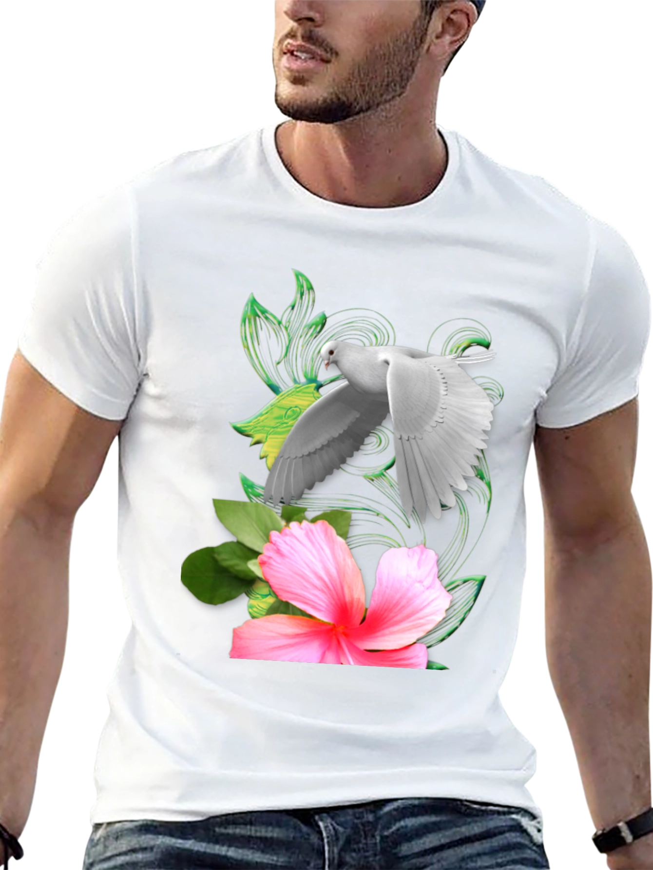 Dove & Hibiscus Graphic T-Shirt