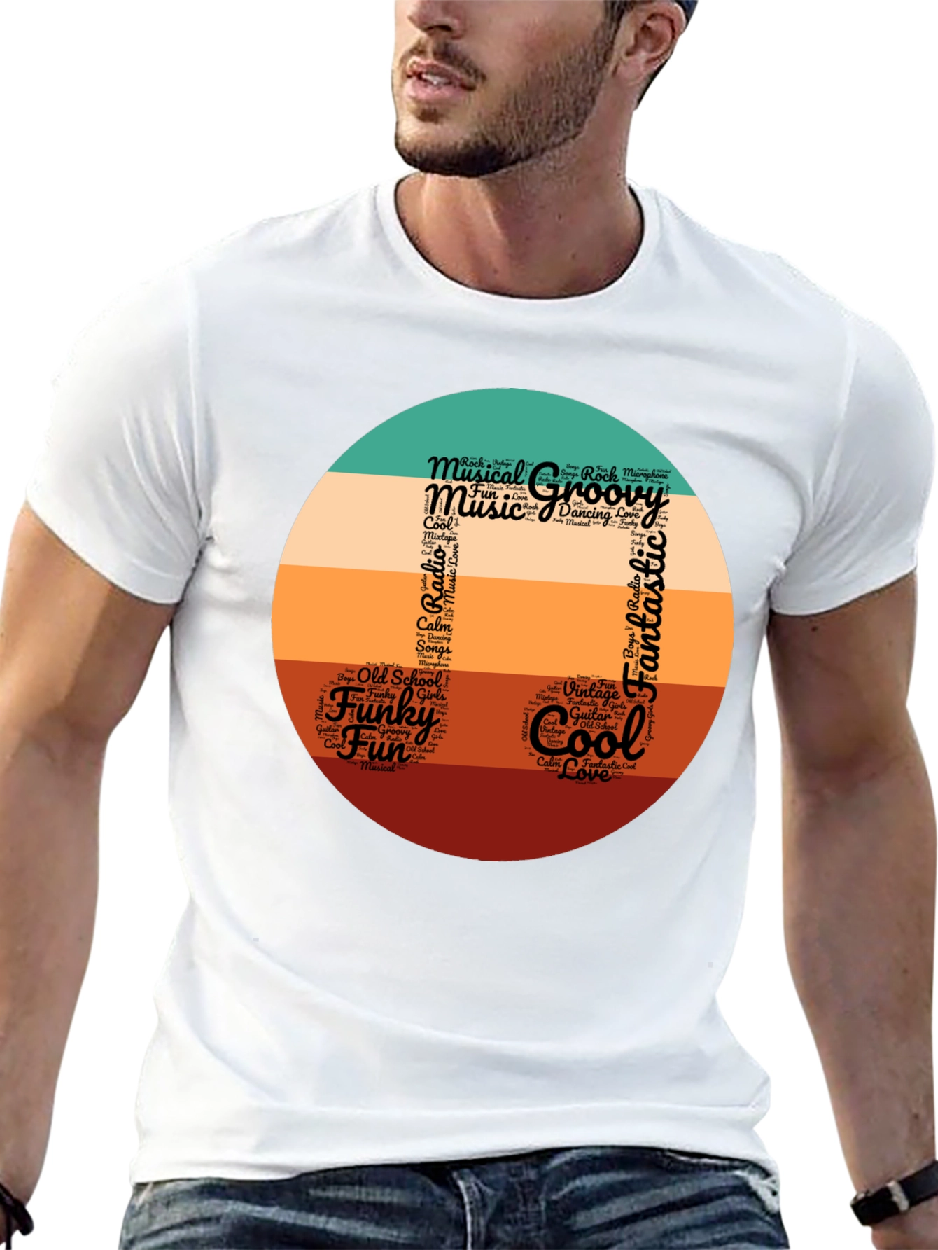 Groovy Musical Note Word Art T-Shirt