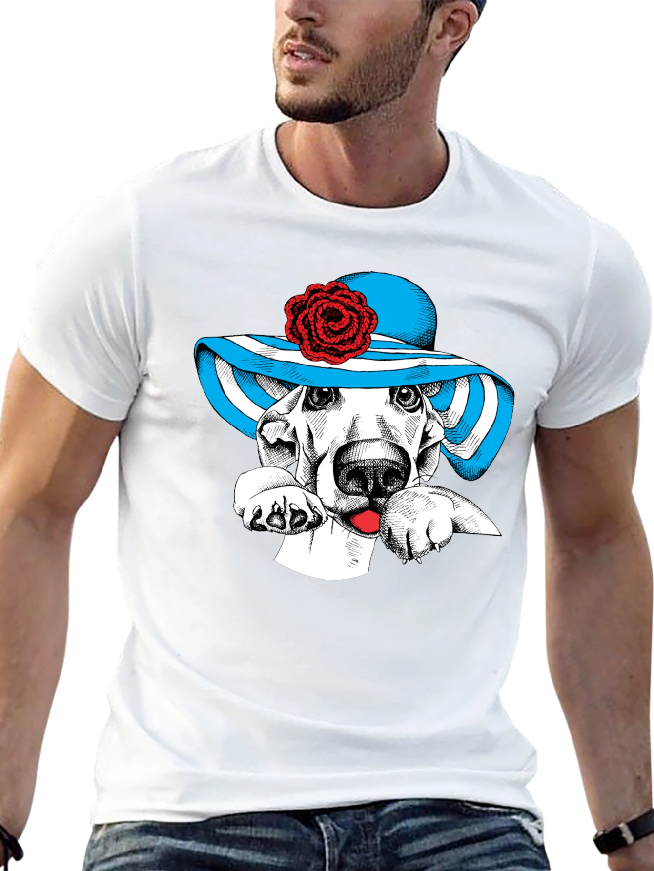 Dog in Hat Graphic Tee - Unique Design!