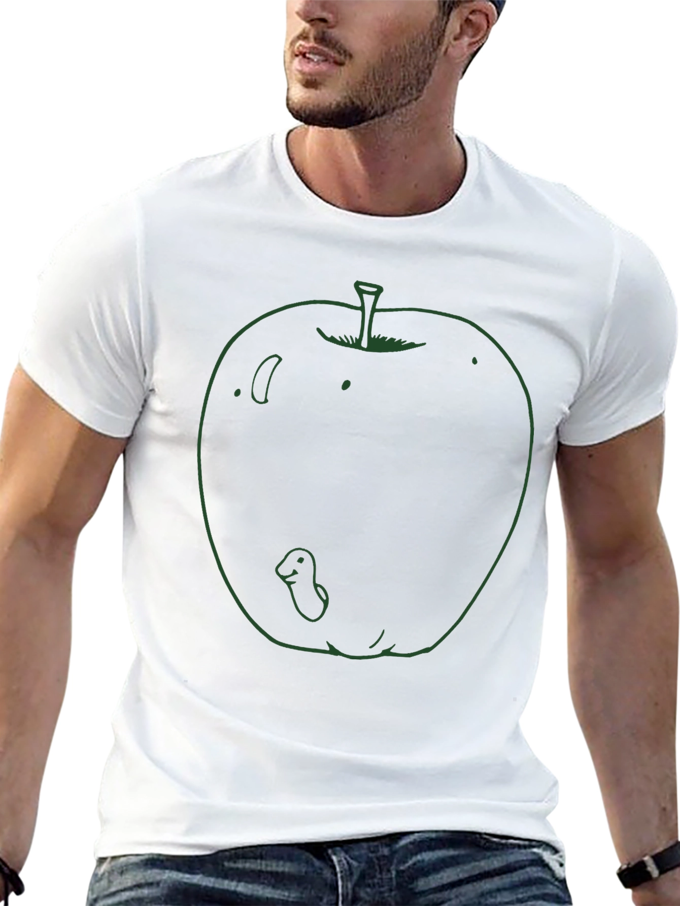 Apple Worm Graphic Tee - Novelty Design