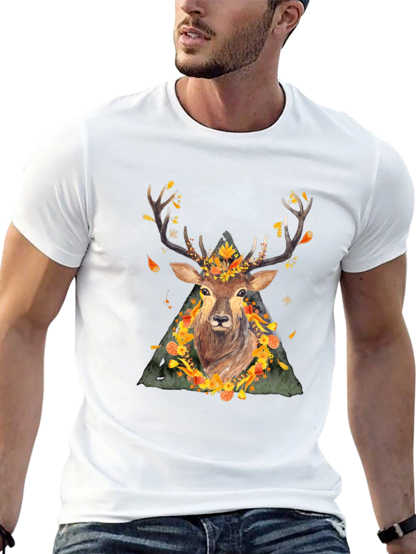 Autumn Deer Graphic Tee - Nature Inspired Shirt
