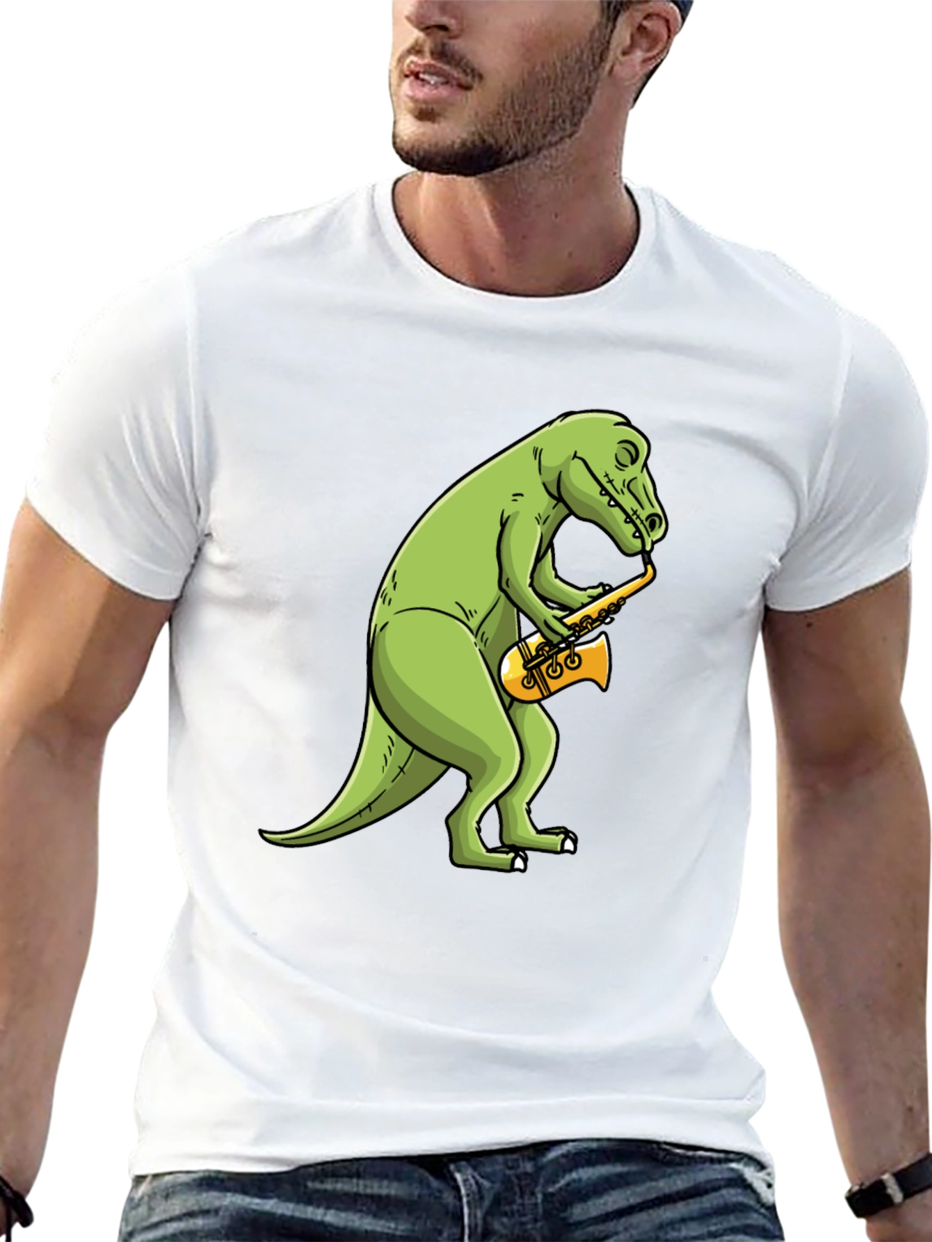 Dino Sax T-Shirt - Black Cotton Tee