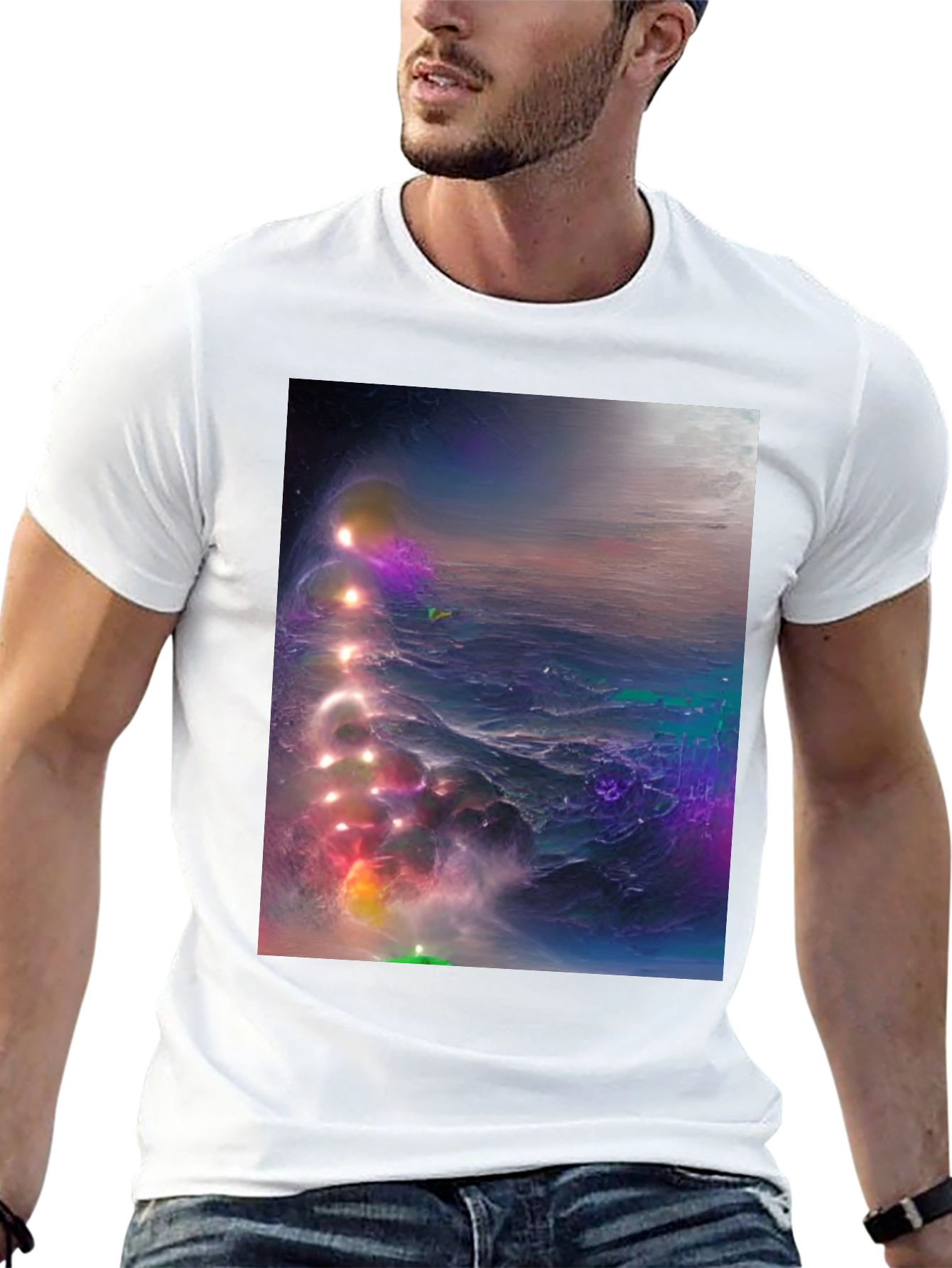 Cosmic Nebula Graphic Tee - Mens Black T-Shirt