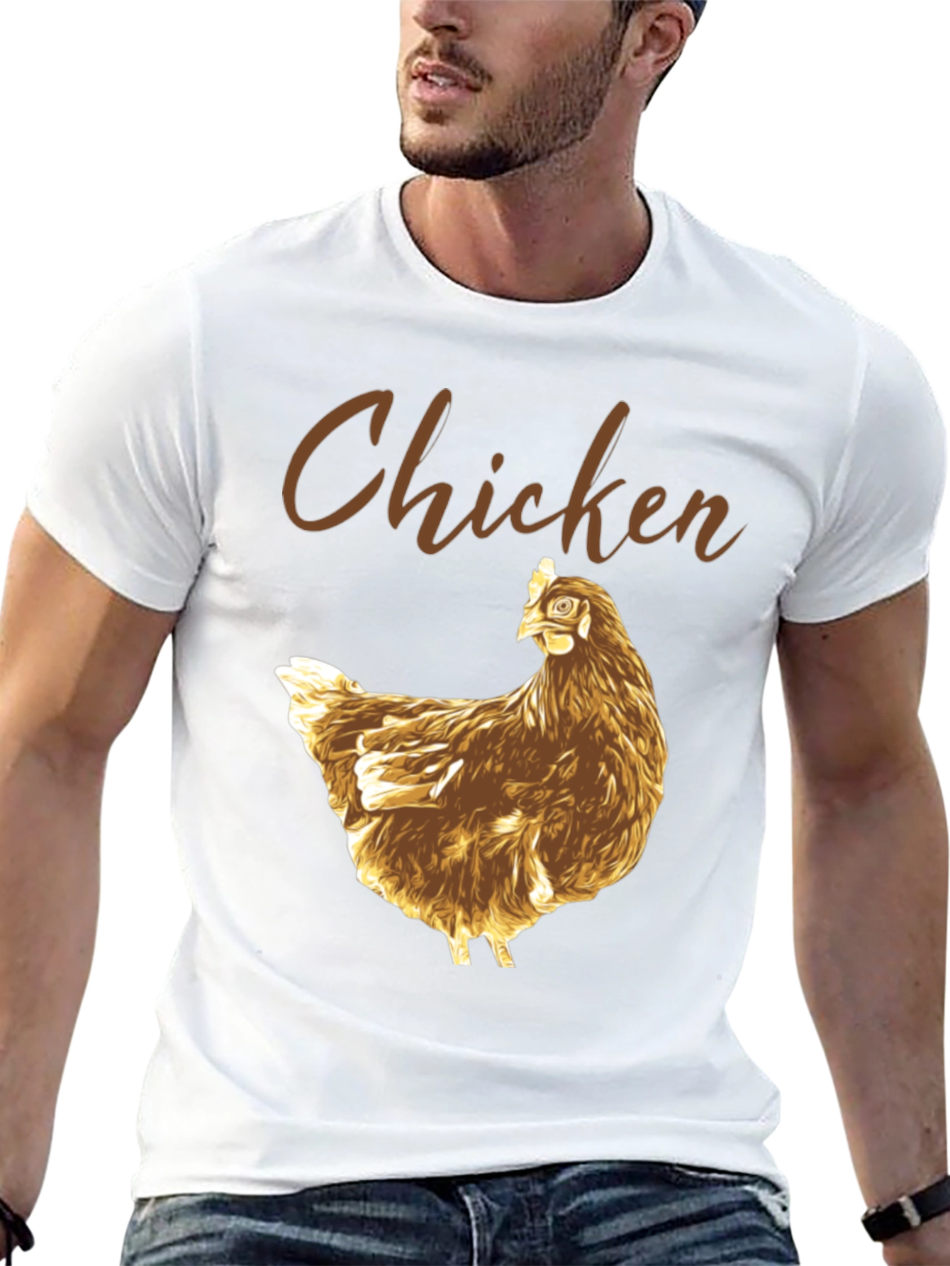 Funny Chicken Graphic Tee - Black Cotton T-Shirt