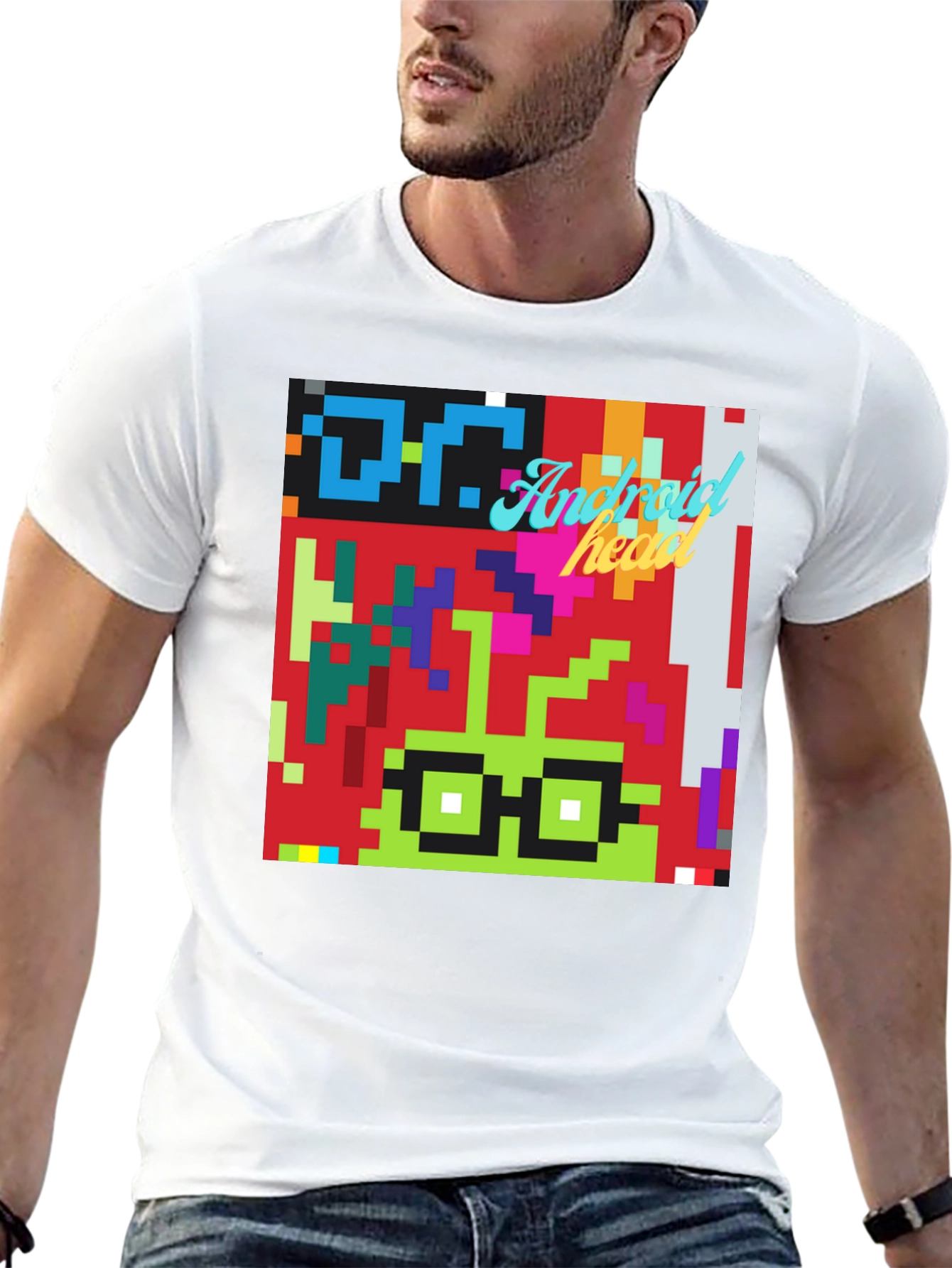 Pixel Art Android Nerd T-Shirt - Retro Style