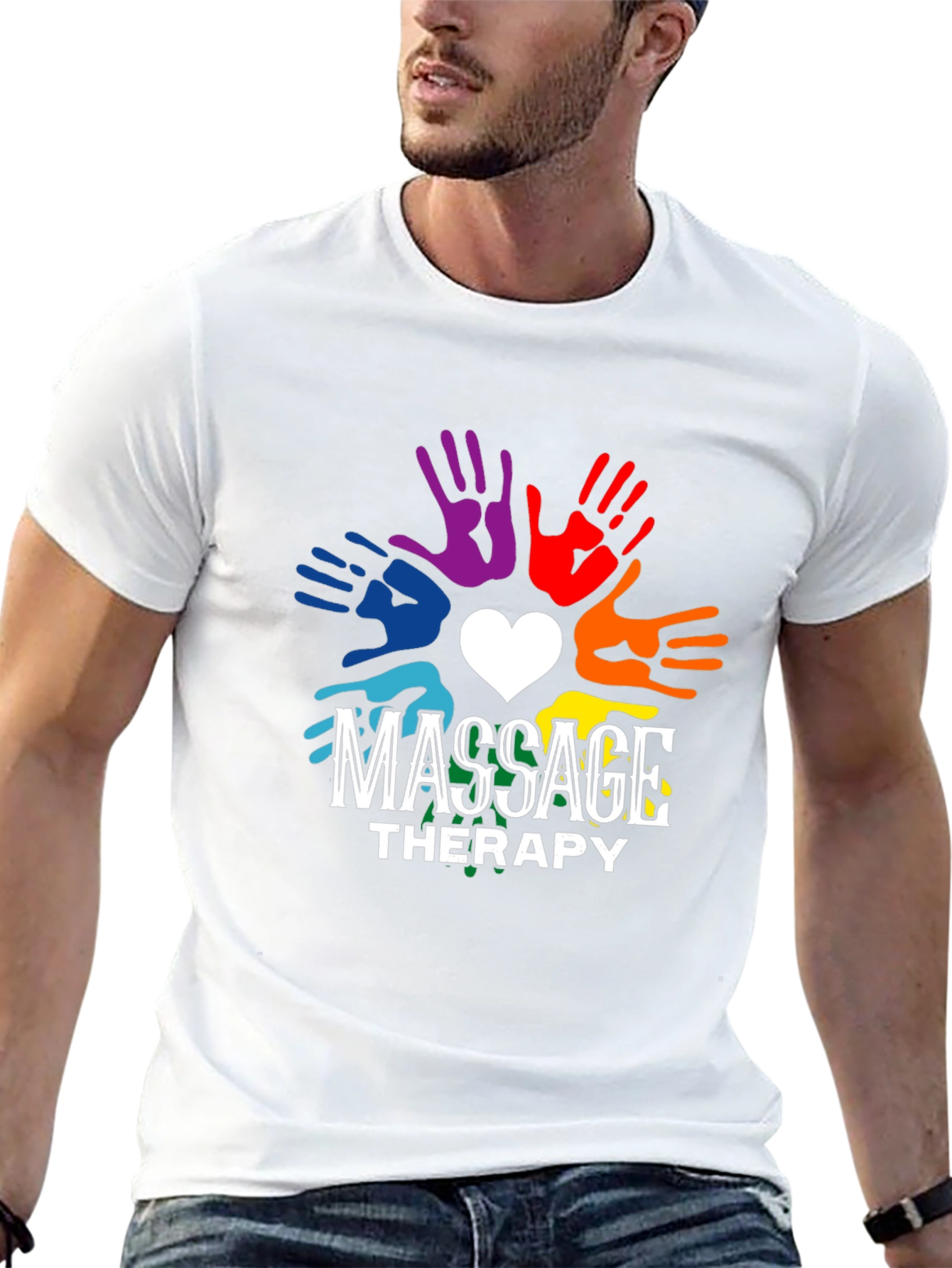 Massage Therapy Rainbow Hands Graphic T-Shirt