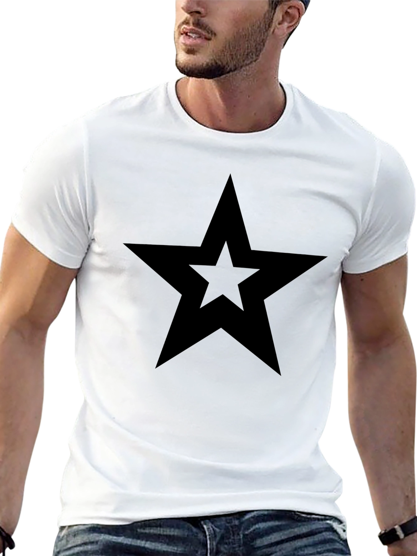 Black Star Graphic Tee - Mens Casual T-Shirt