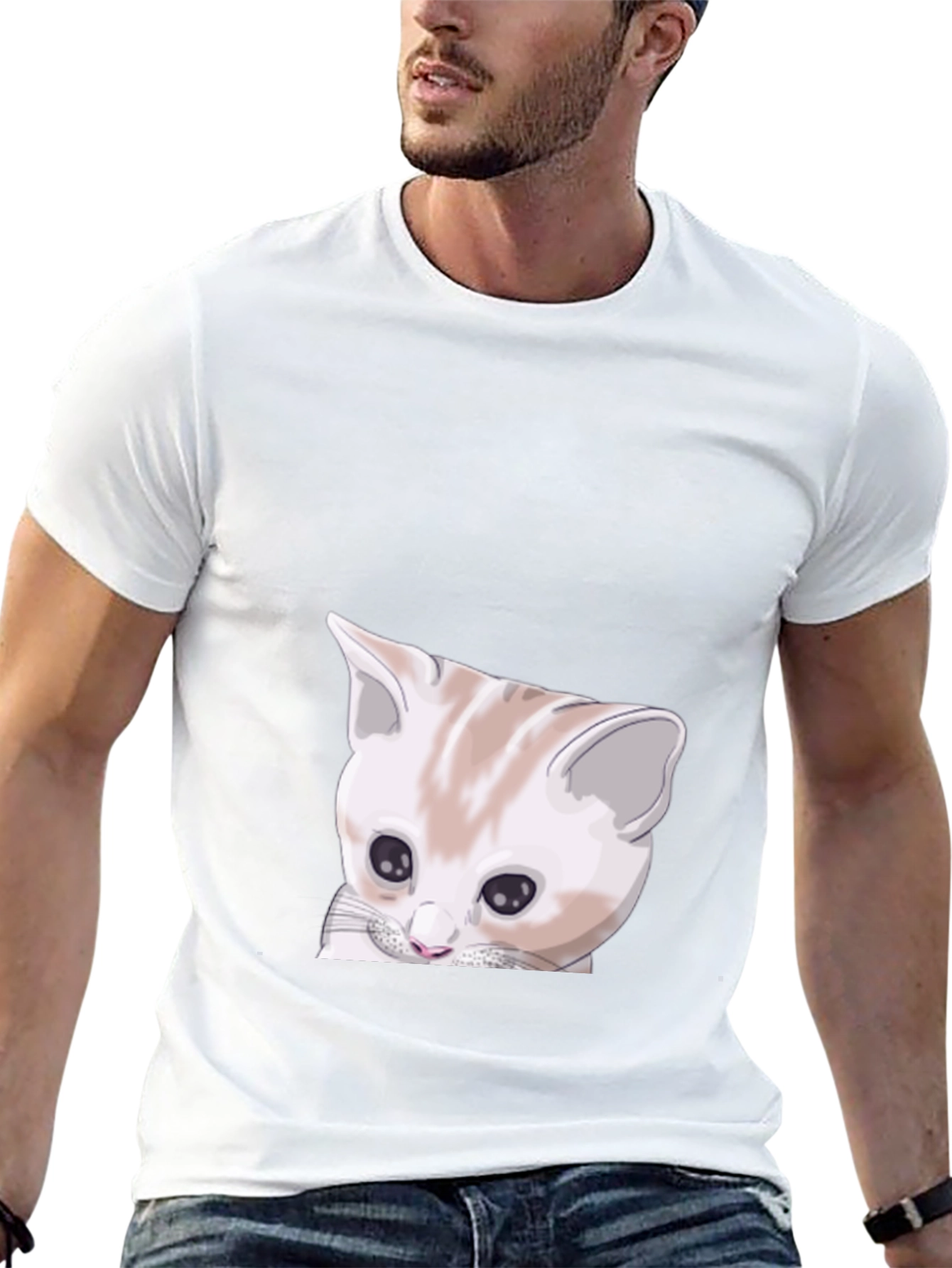 Cute Cat Graphic Black T-Shirt