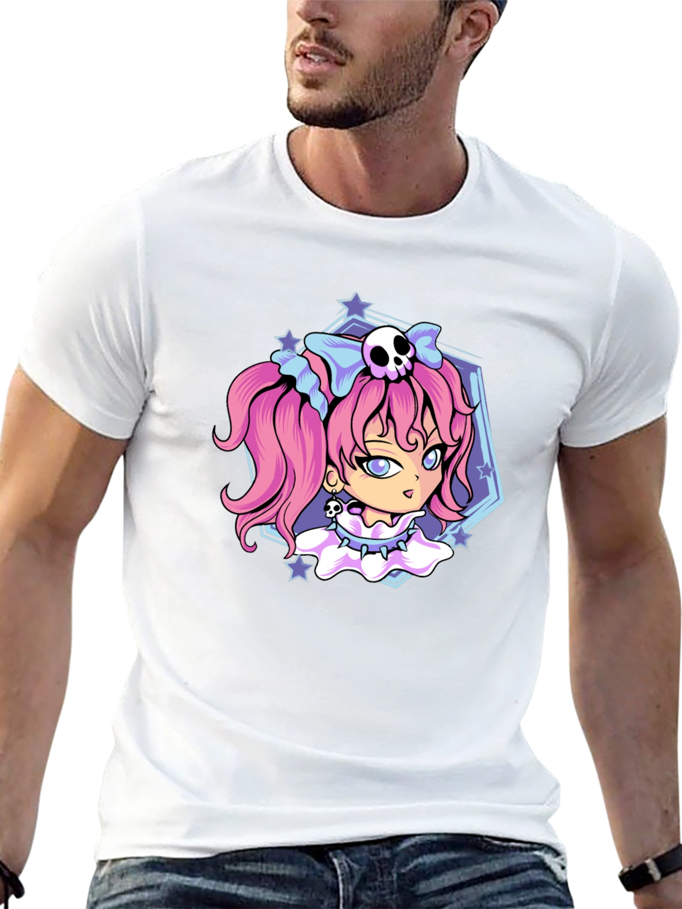 Gothic Anime Girl Black T-Shirt