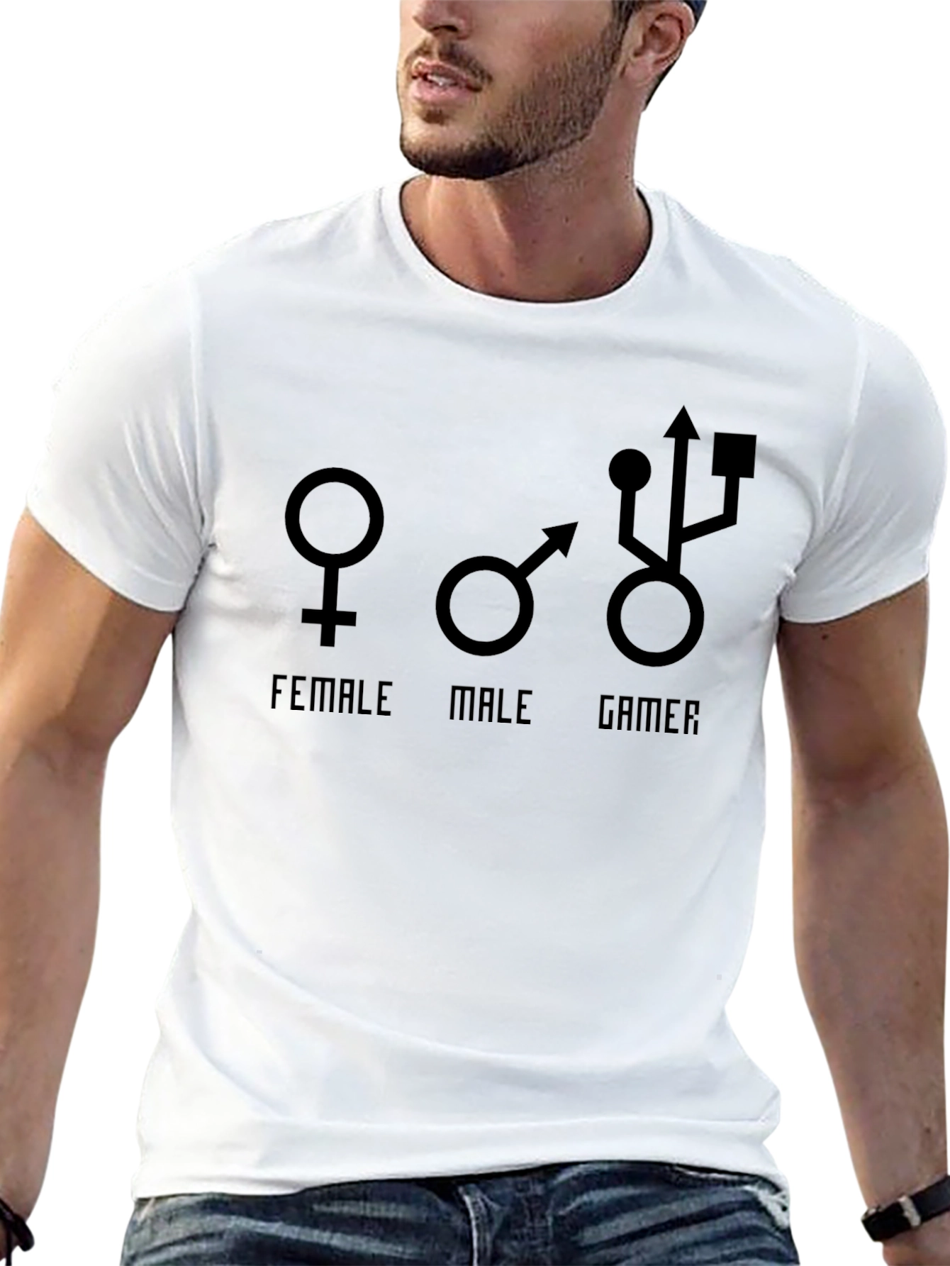 Gamer Tee - Female Male Gamer USB Symbol T-Shirt