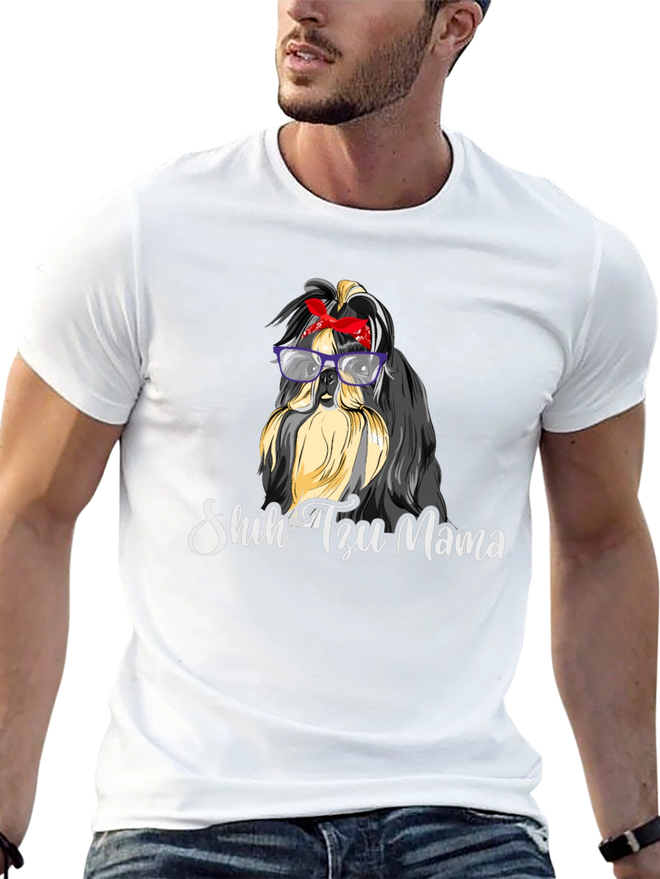 Shih Tzu Mama Black T-Shirt