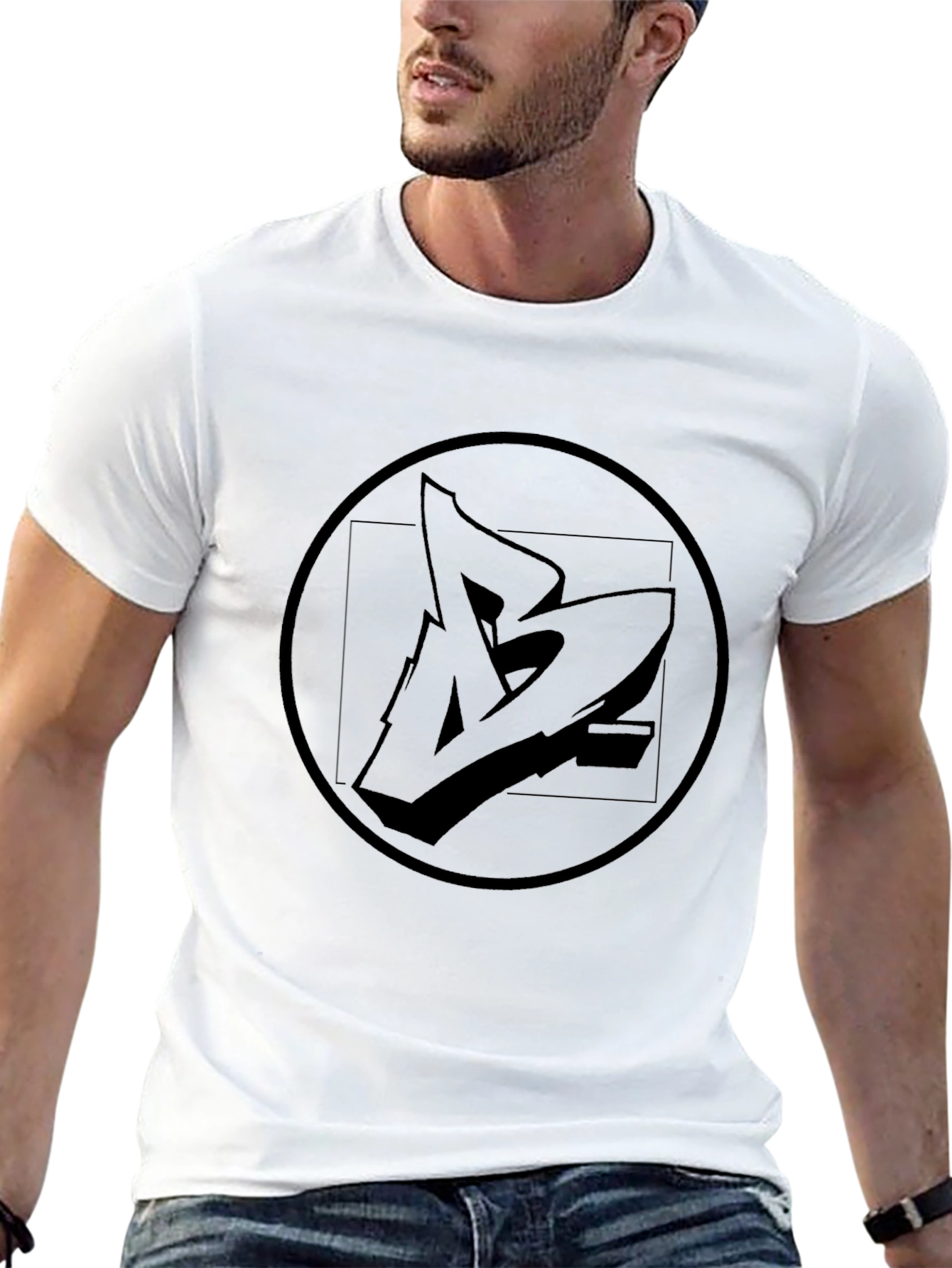 Black Graphic Tee - Abstract Logo Design