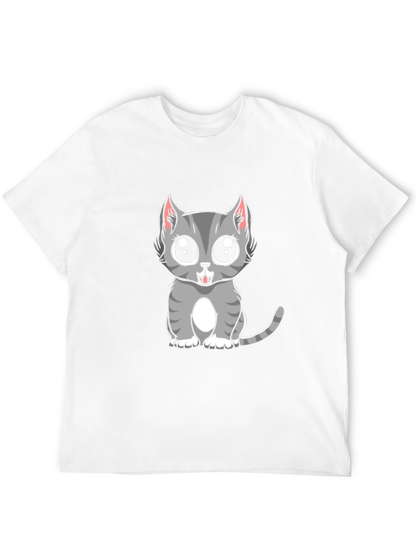 Cute Gray Cat Cartoon Graphic T-Shirt
