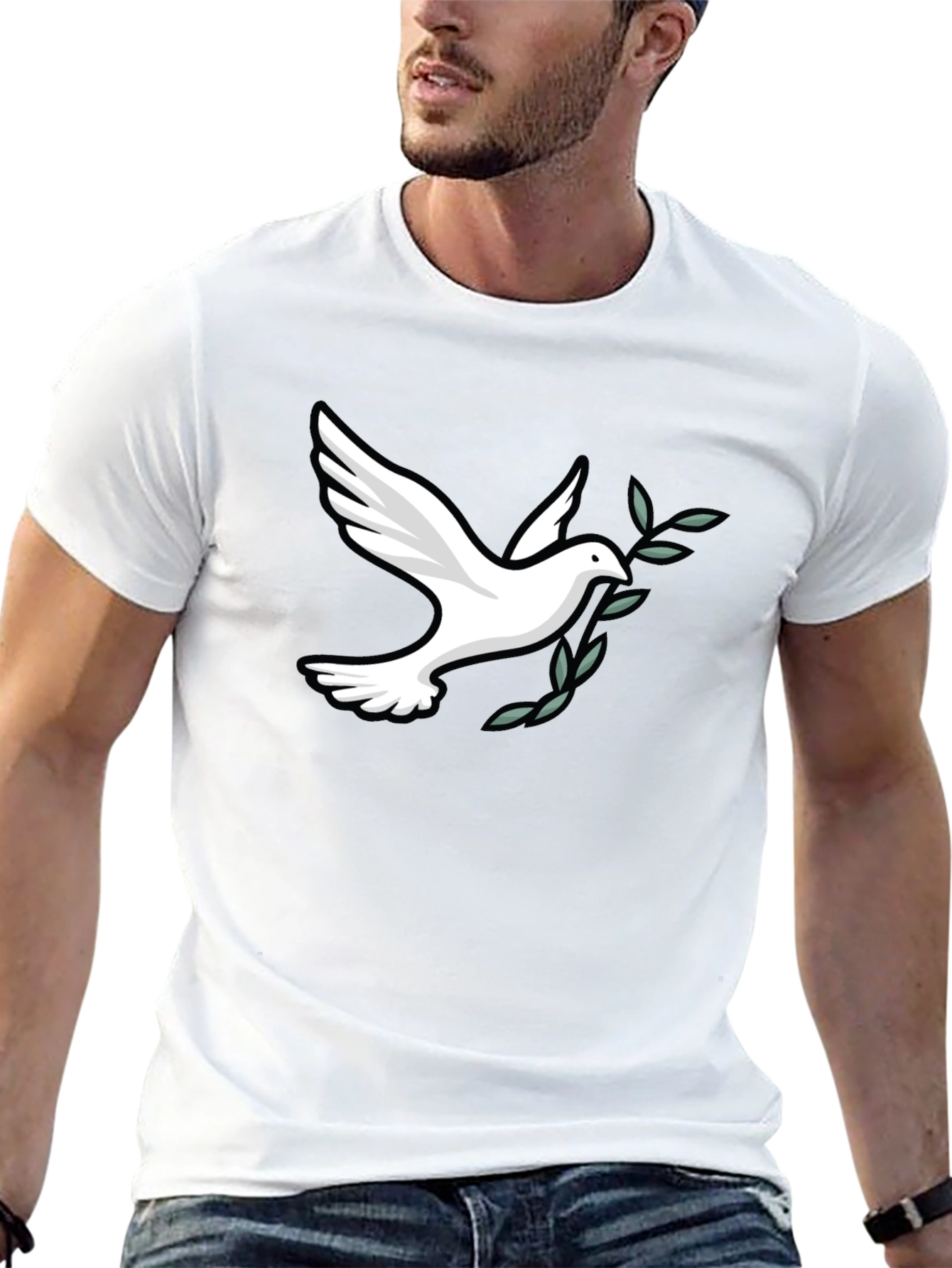 Peace Dove Graphic Tee - Soft Black Cotton Blend
