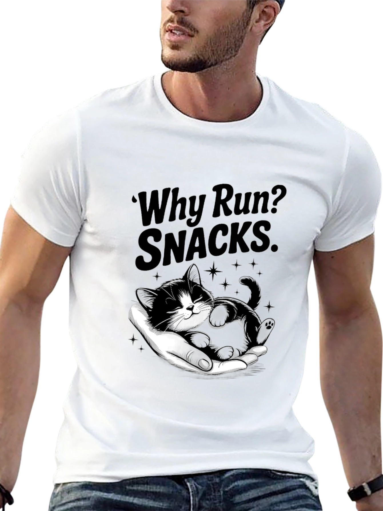 Why Run? Snacks T-Shirt - Cute Kitten Design