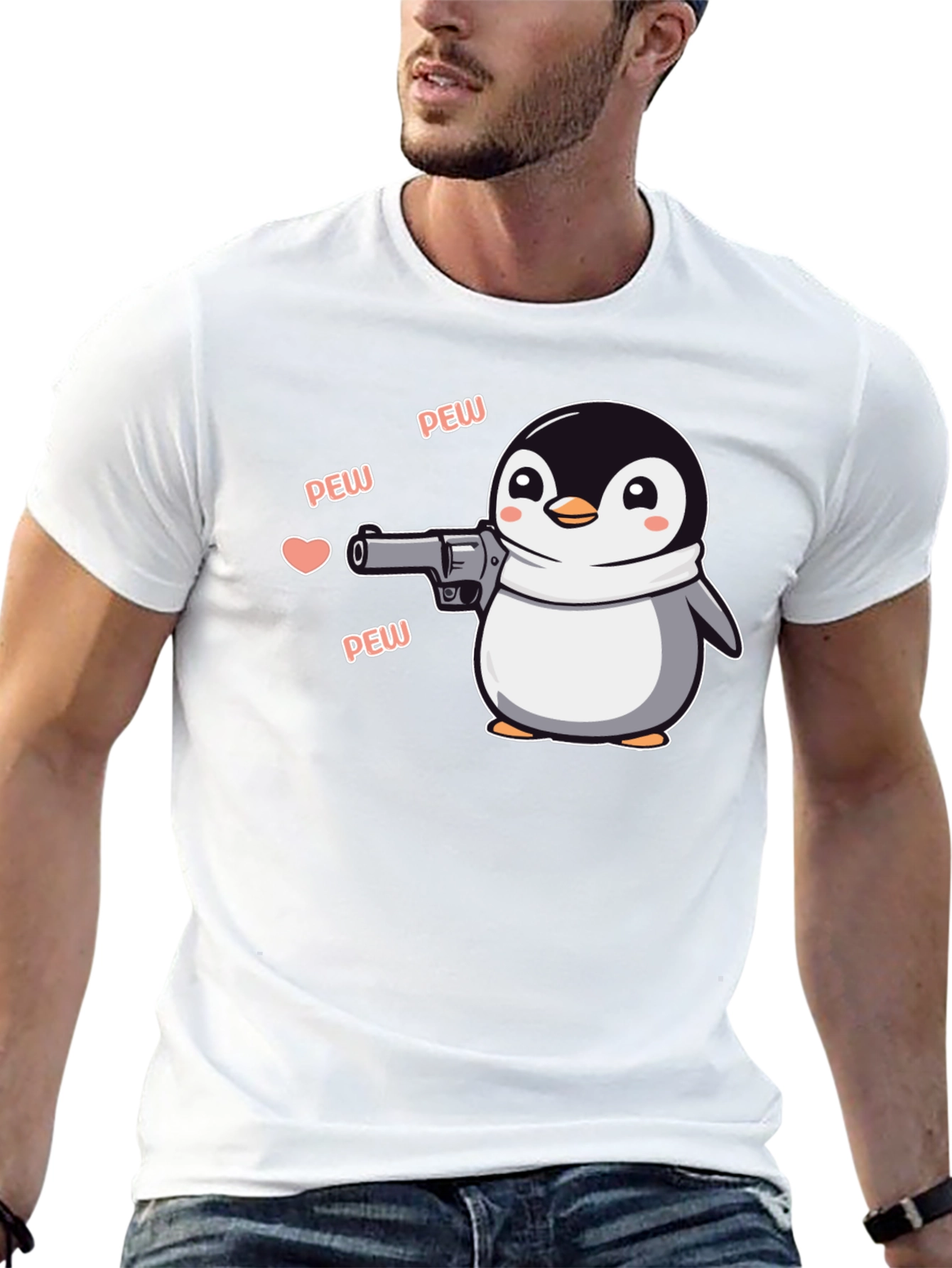 Penguin with a Gun Graphic Tee