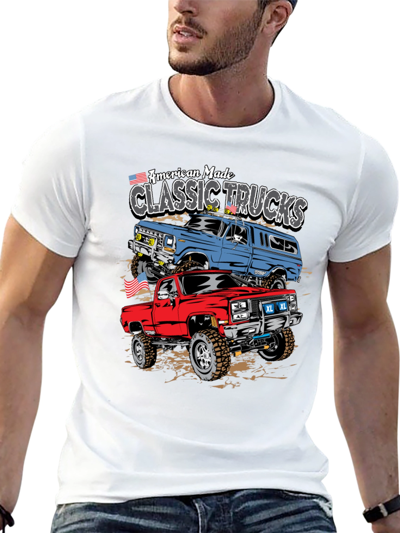 American Made Classic Trucks Graphic Tee