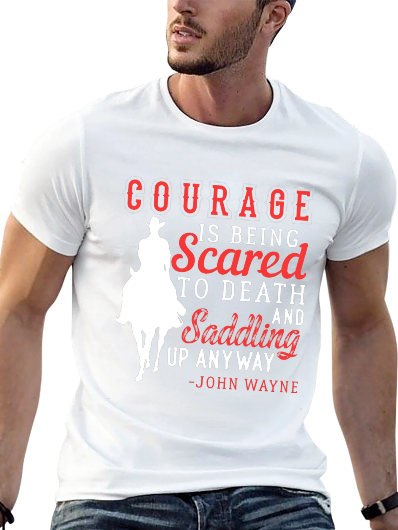 Courageous Cowboy Graphic Tee - John Wayne Quote