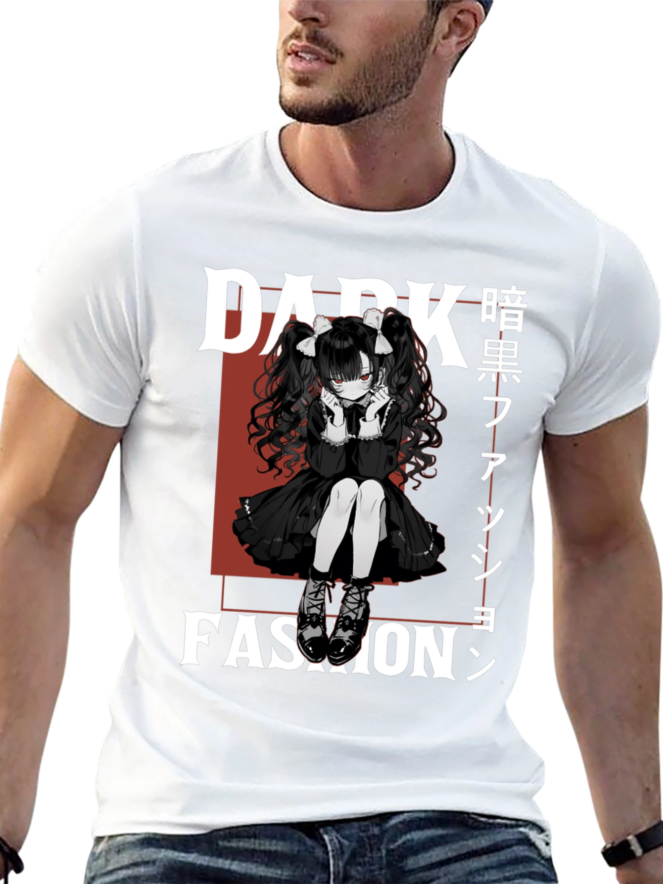 Dark Fashion Anime Girl Graphic Tee