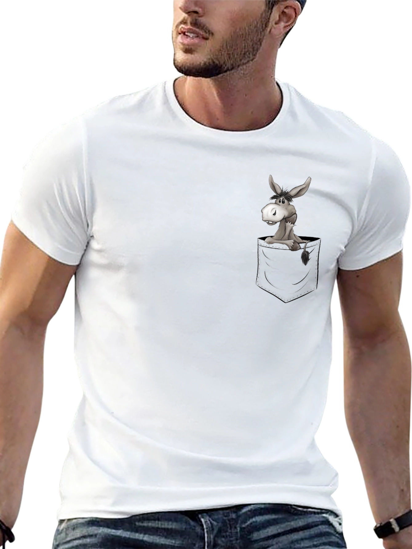 Donkey in Pocket Graphic T-Shirt - Casual & Fun