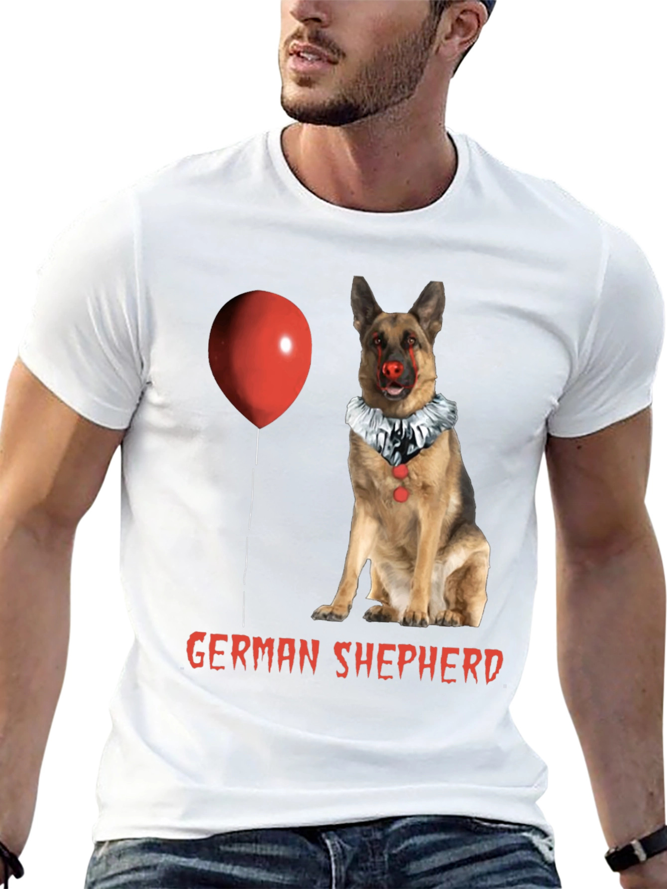 German Shepherd Clown Dog Halloween T-Shirt