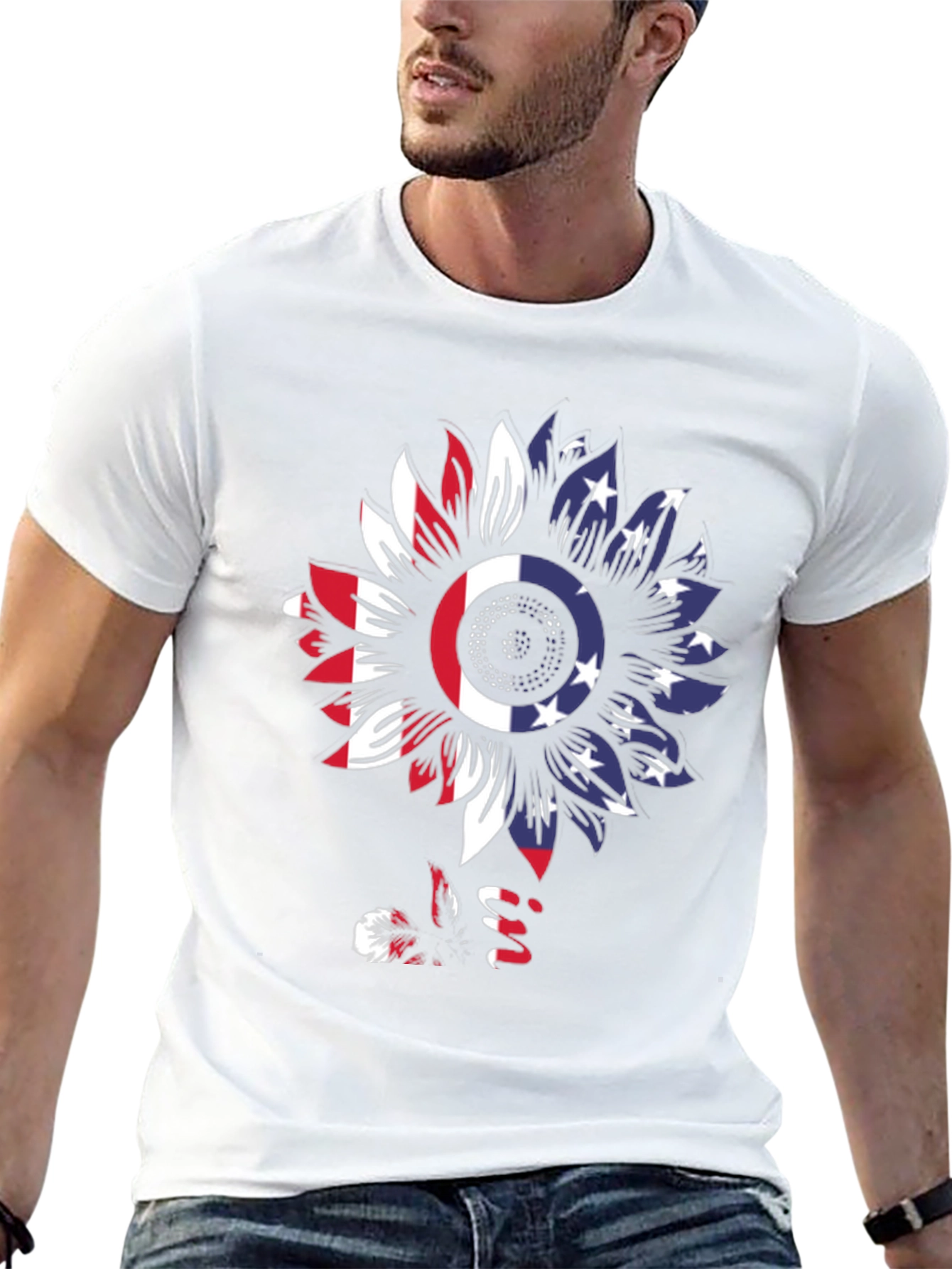 American Flag Sunflower T-Shirt