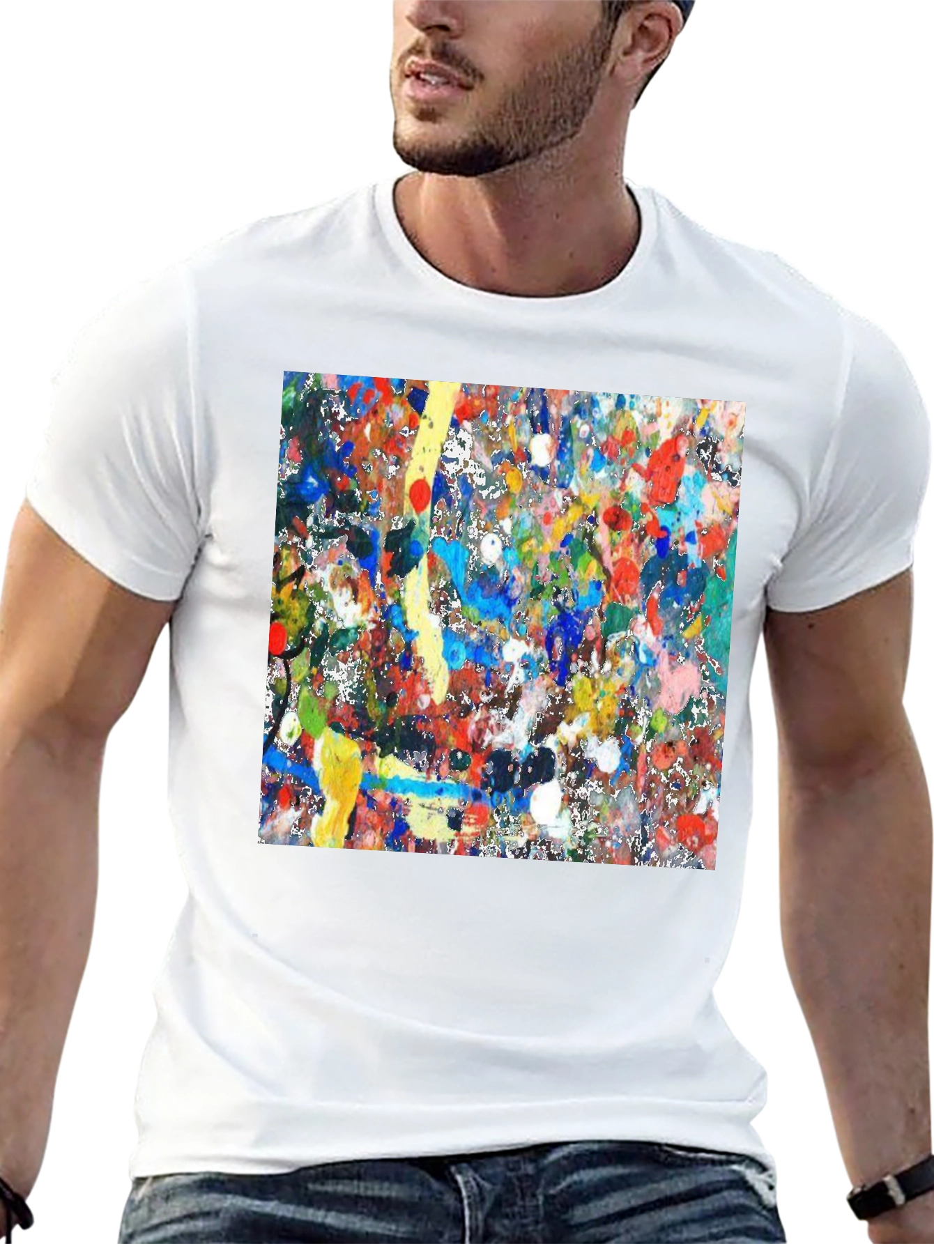Abstract Art Splatter Print Black T-Shirt