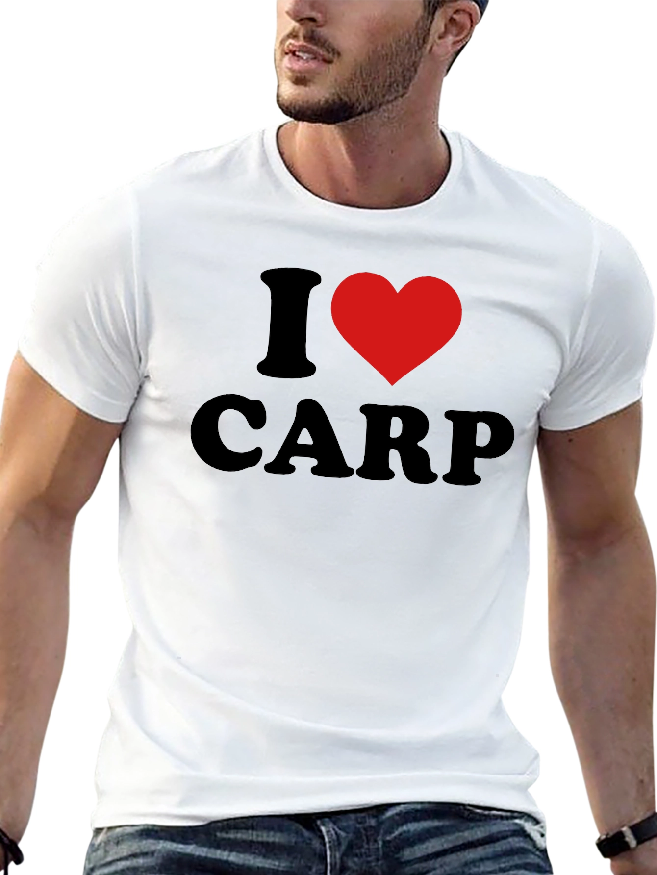 I Heart Carp Graphic T-Shirt - Black Cotton Tee