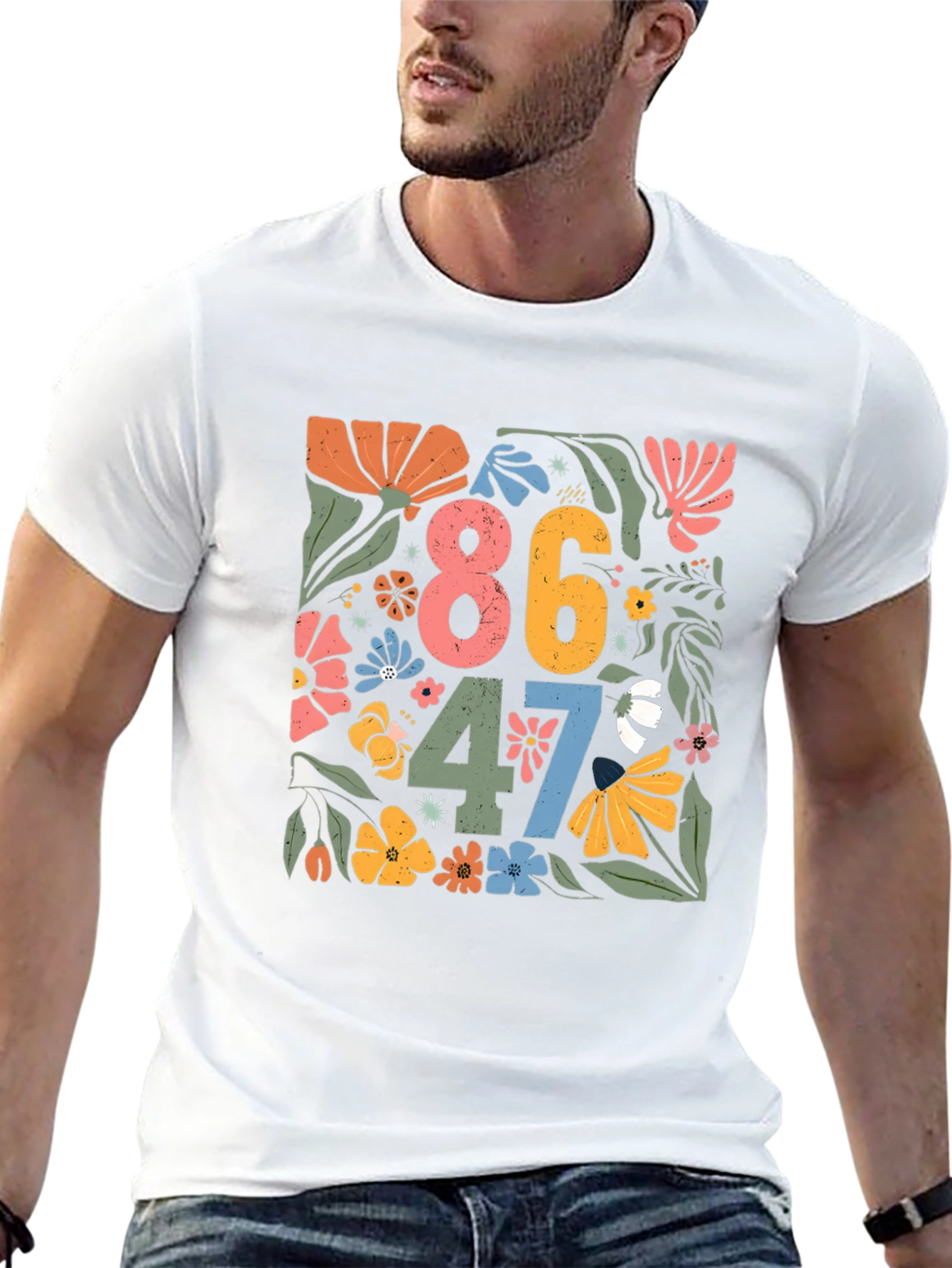Floral 86 47 T-Shirt - Retro Design