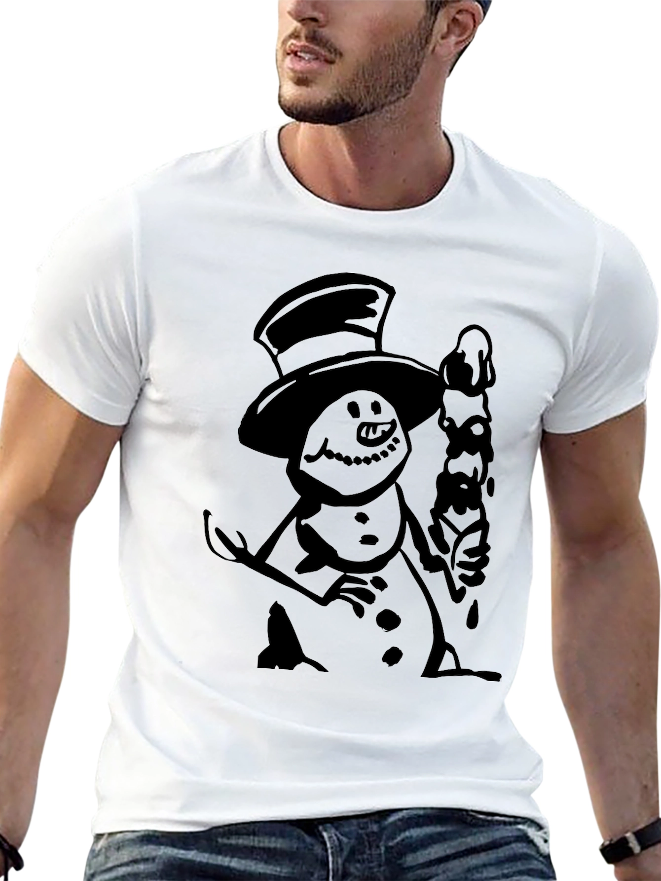 Spooky Snowman Black Graphic Tee