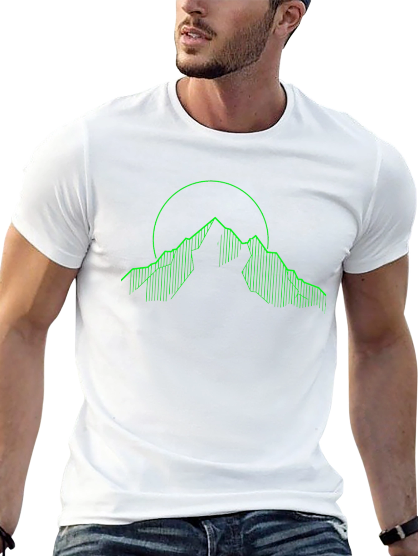 Neon Mountain Graphic Tee - Cool Geometric Design