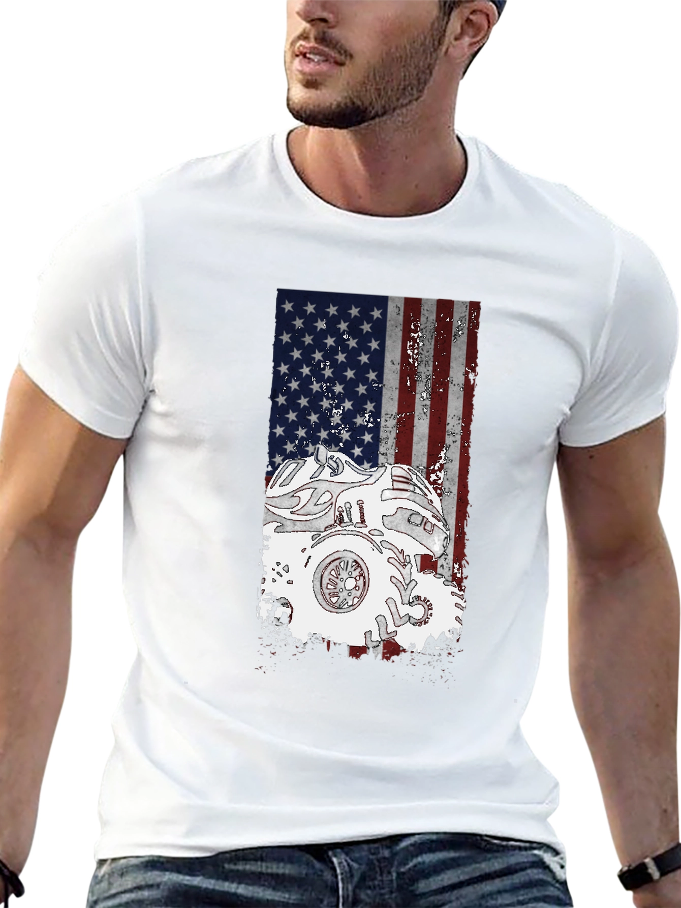 Monster Truck American Flag Graphic T-Shirt