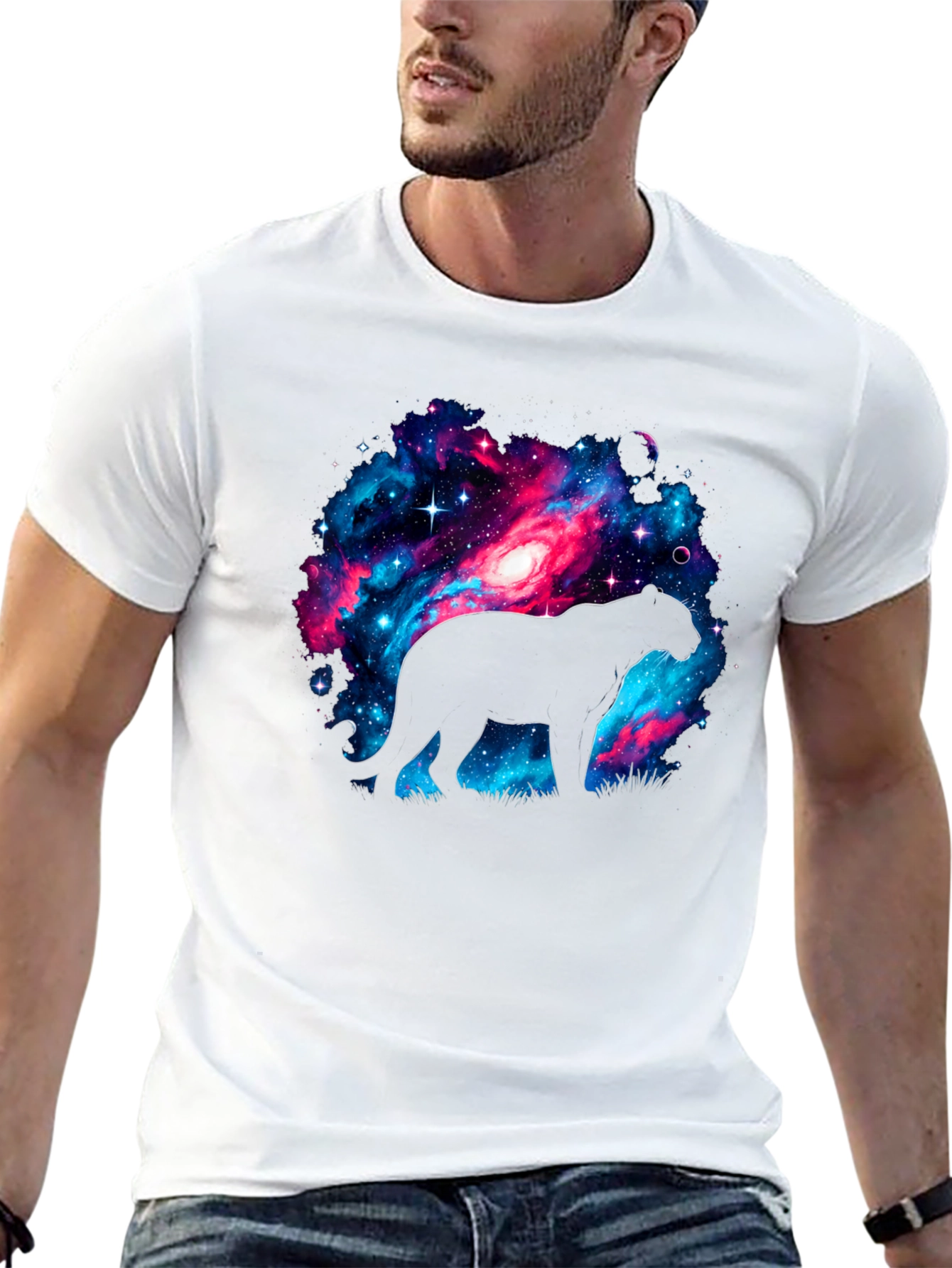 Galaxy Panther T-Shirt - Cosmic Cat Design