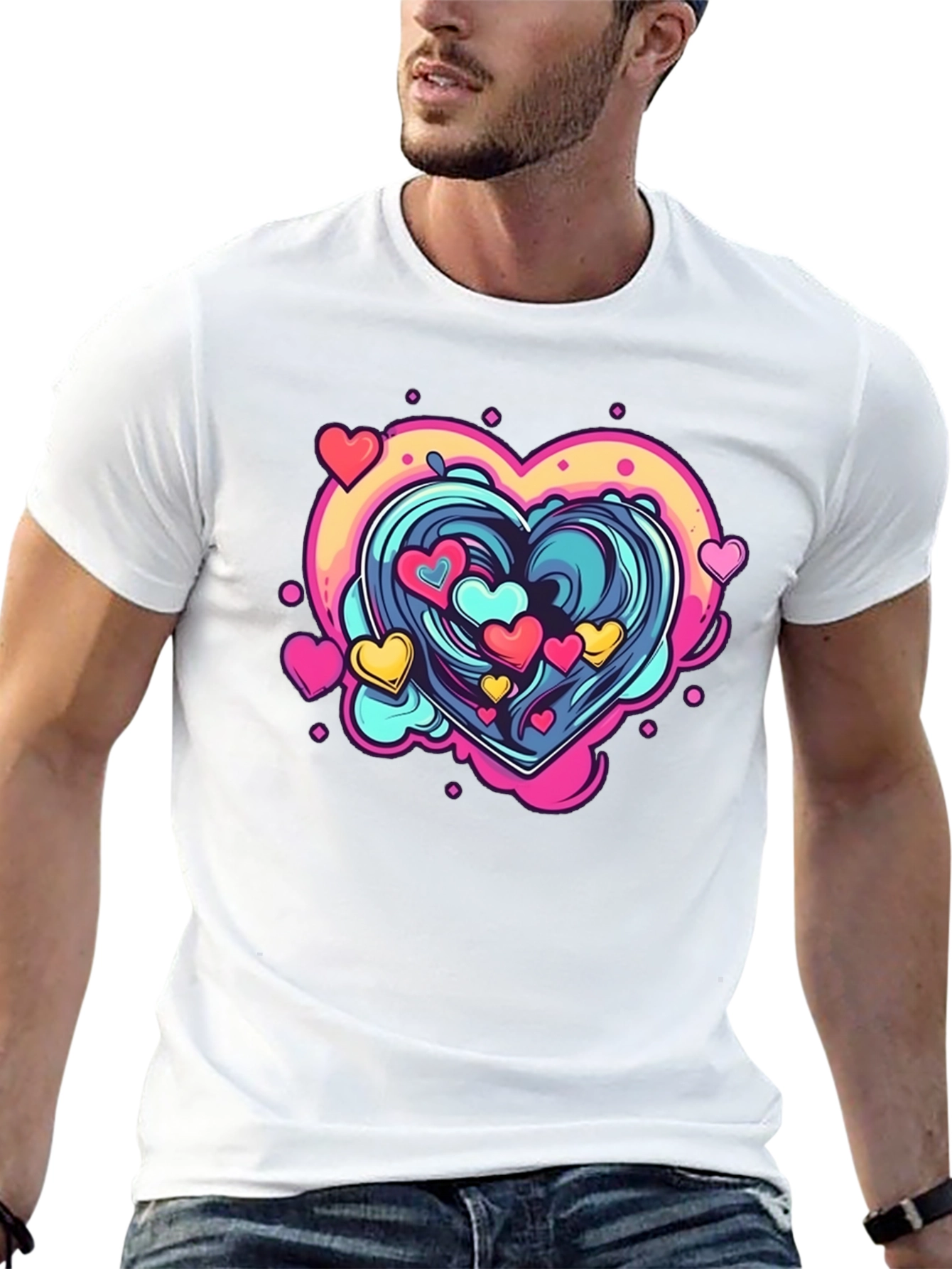 Heart Wave Graphic Tee - Black