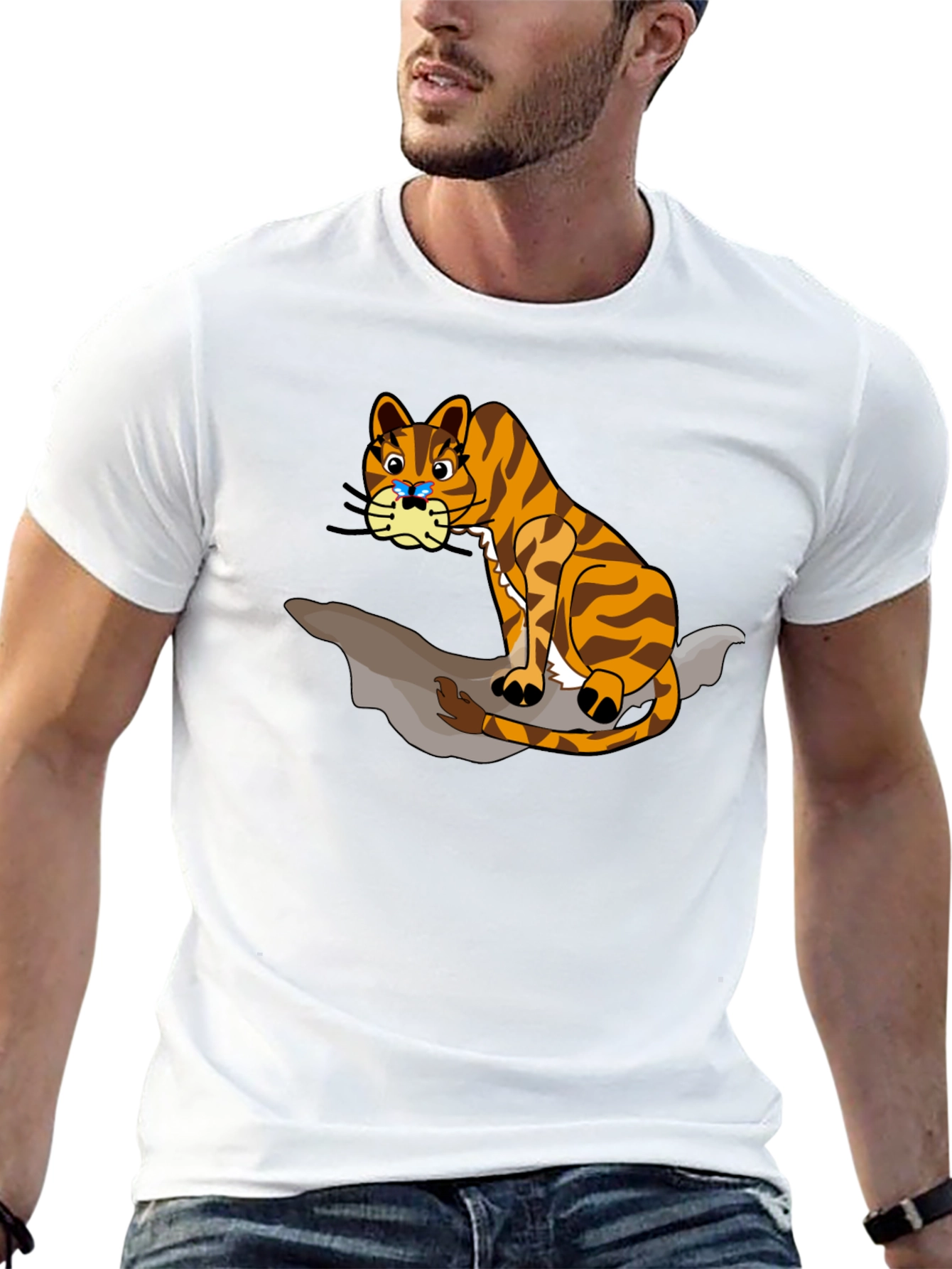 Cartoon Tiger Graphic T-Shirt