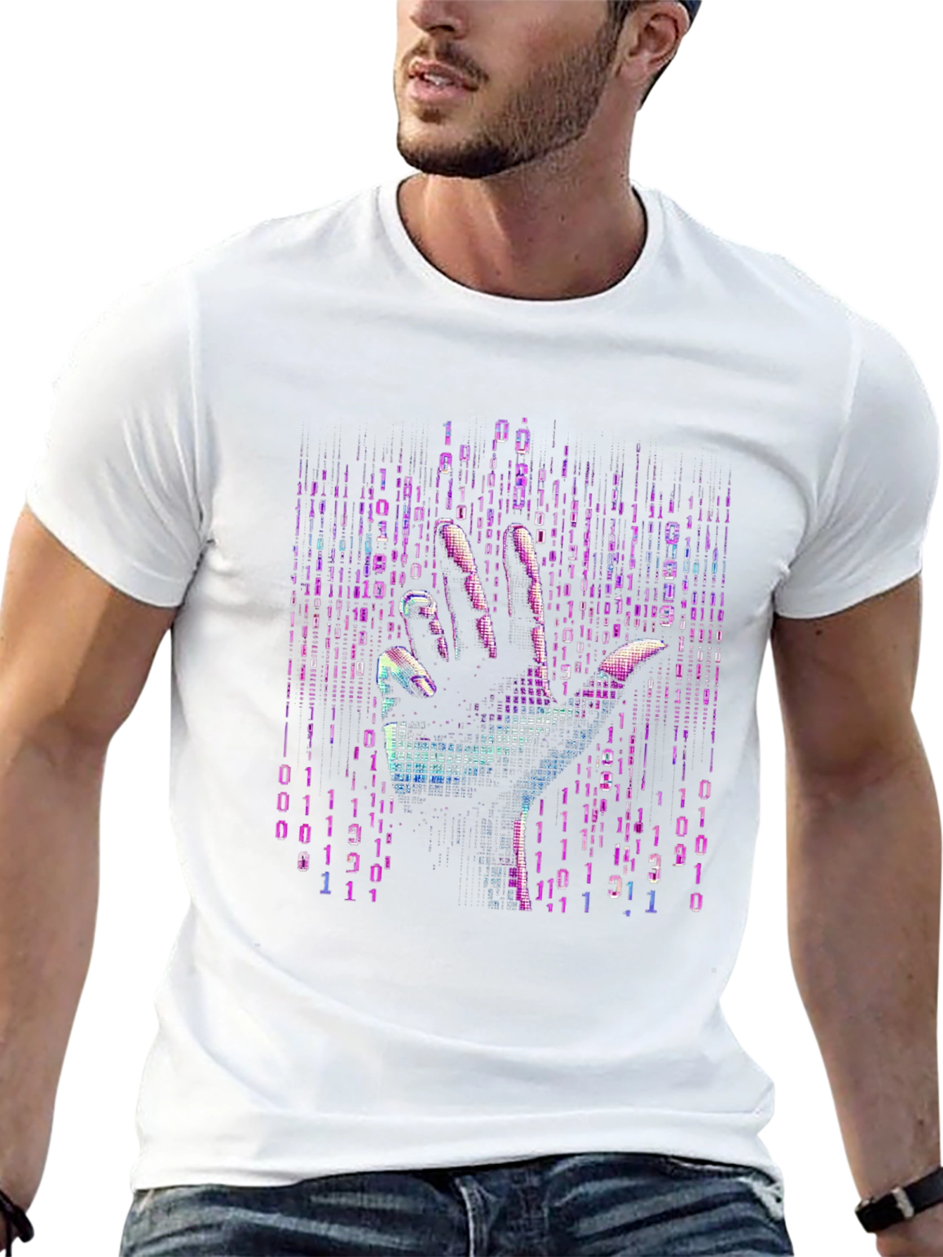 Binary Code Hand T-Shirt - Unique Tech Style