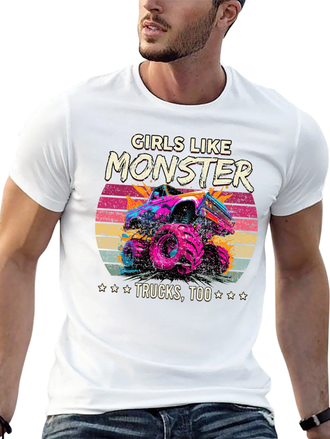 Girls Like Monster Trucks Tee - Retro Design