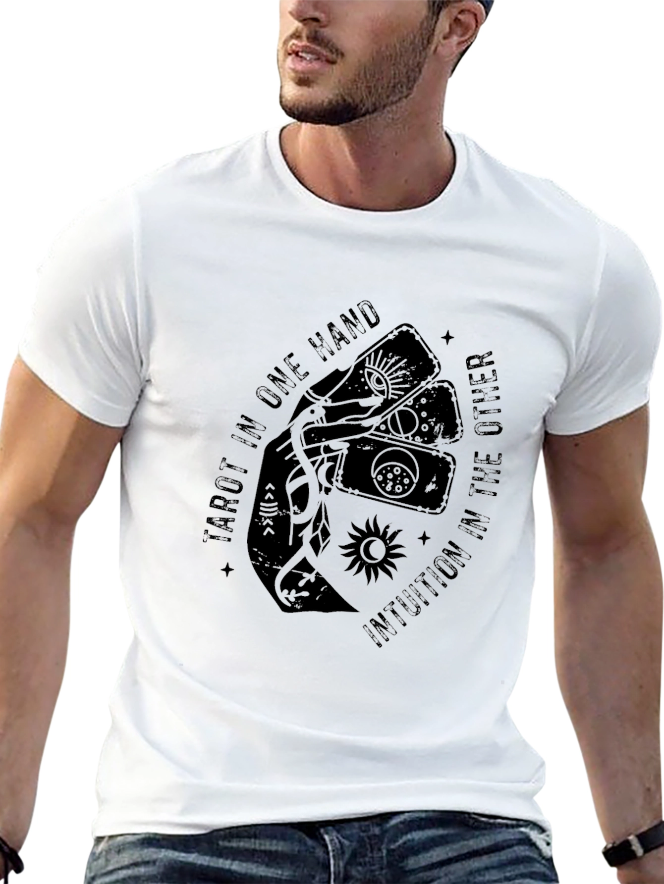 Tarot & Intuition Graphic Tee - Stylish Black Shirt