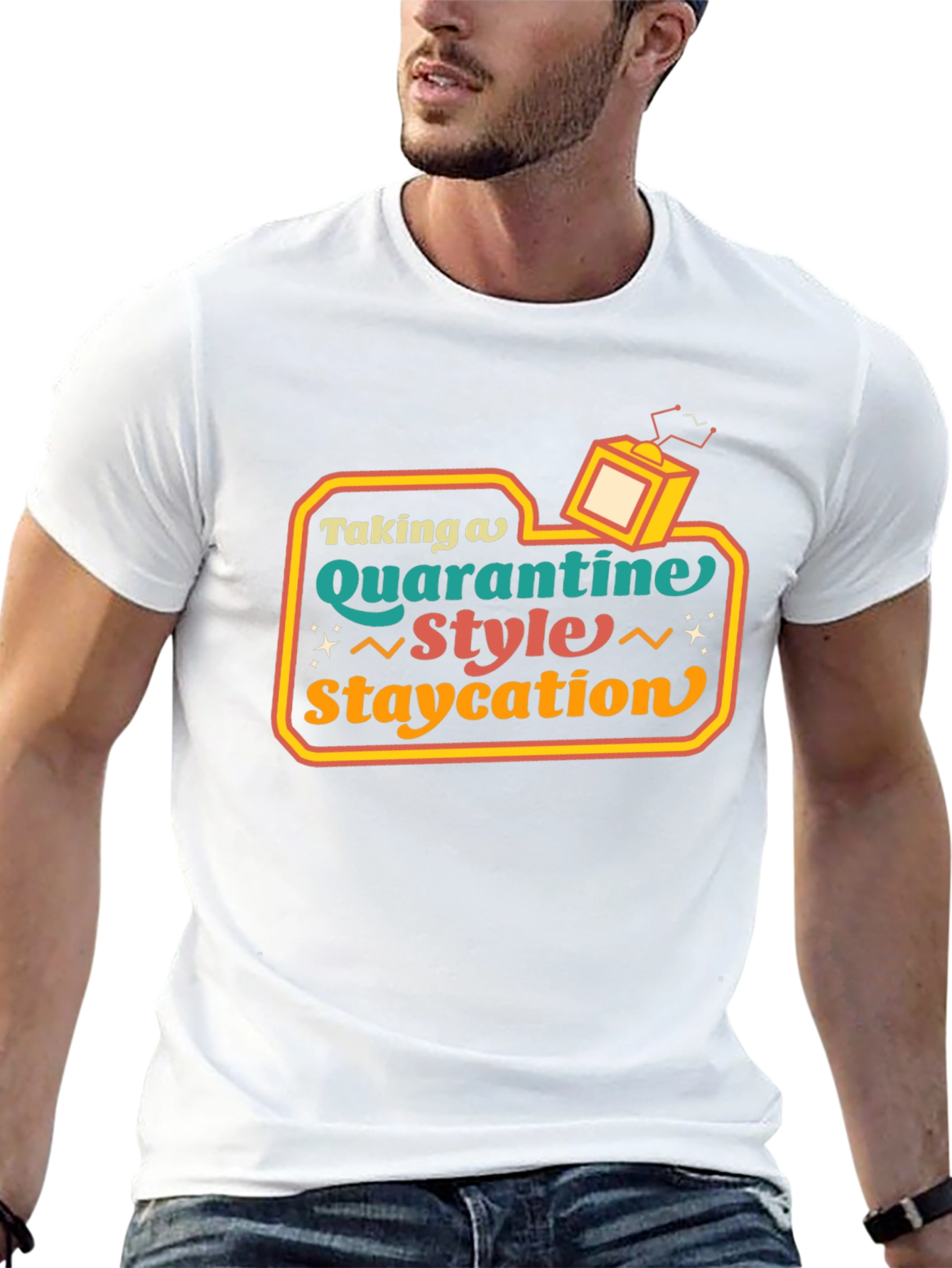 Quarantine Staycation Graphic Tee - Retro Style