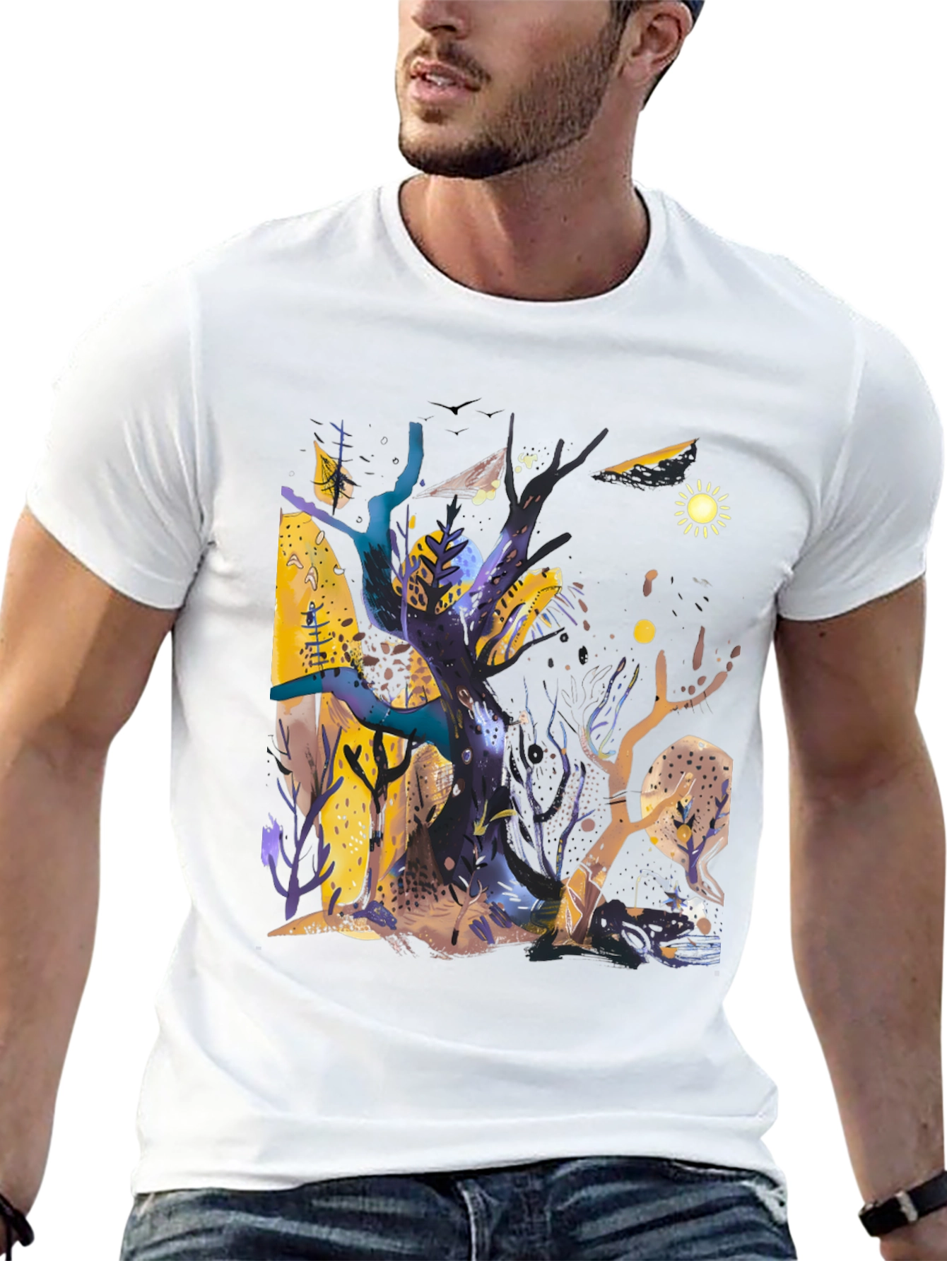 Whimsical Forest Graphic Tee - Unique Artistic Design