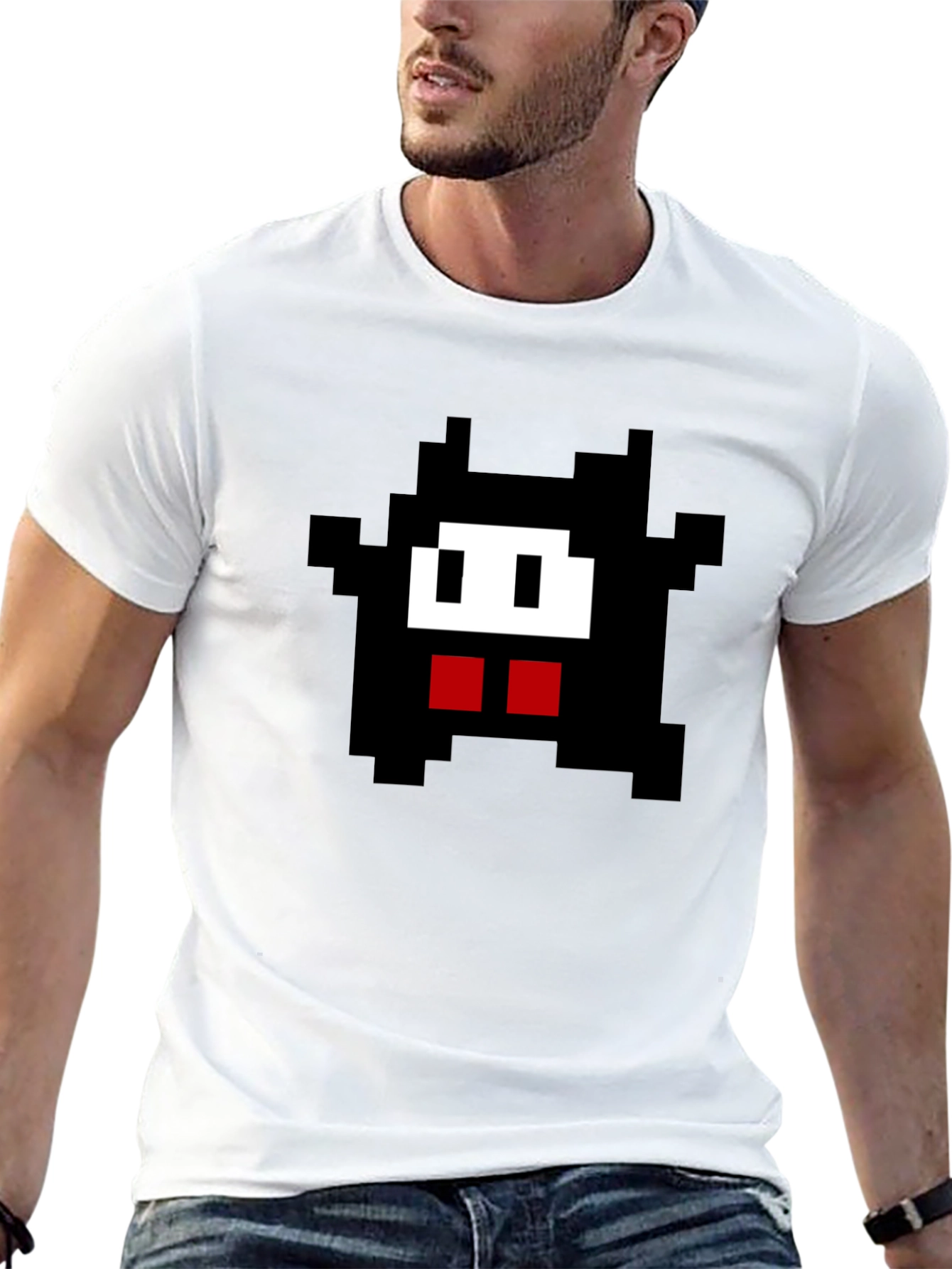 Pixel Monster Graphic Tee - Black Cotton Comfort