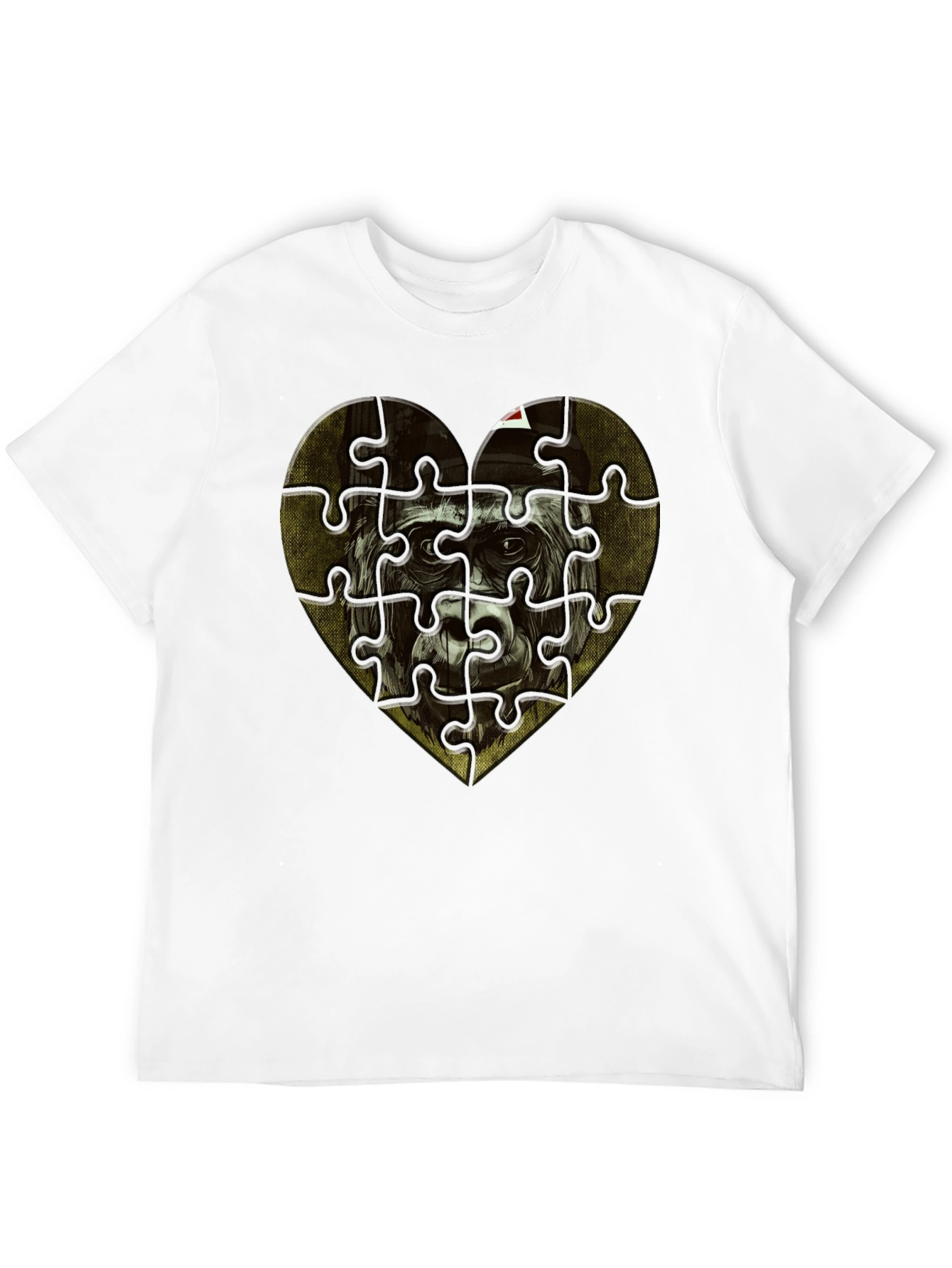 Gorilla Heart Puzzle T-Shirt - Unique Graphic Tee