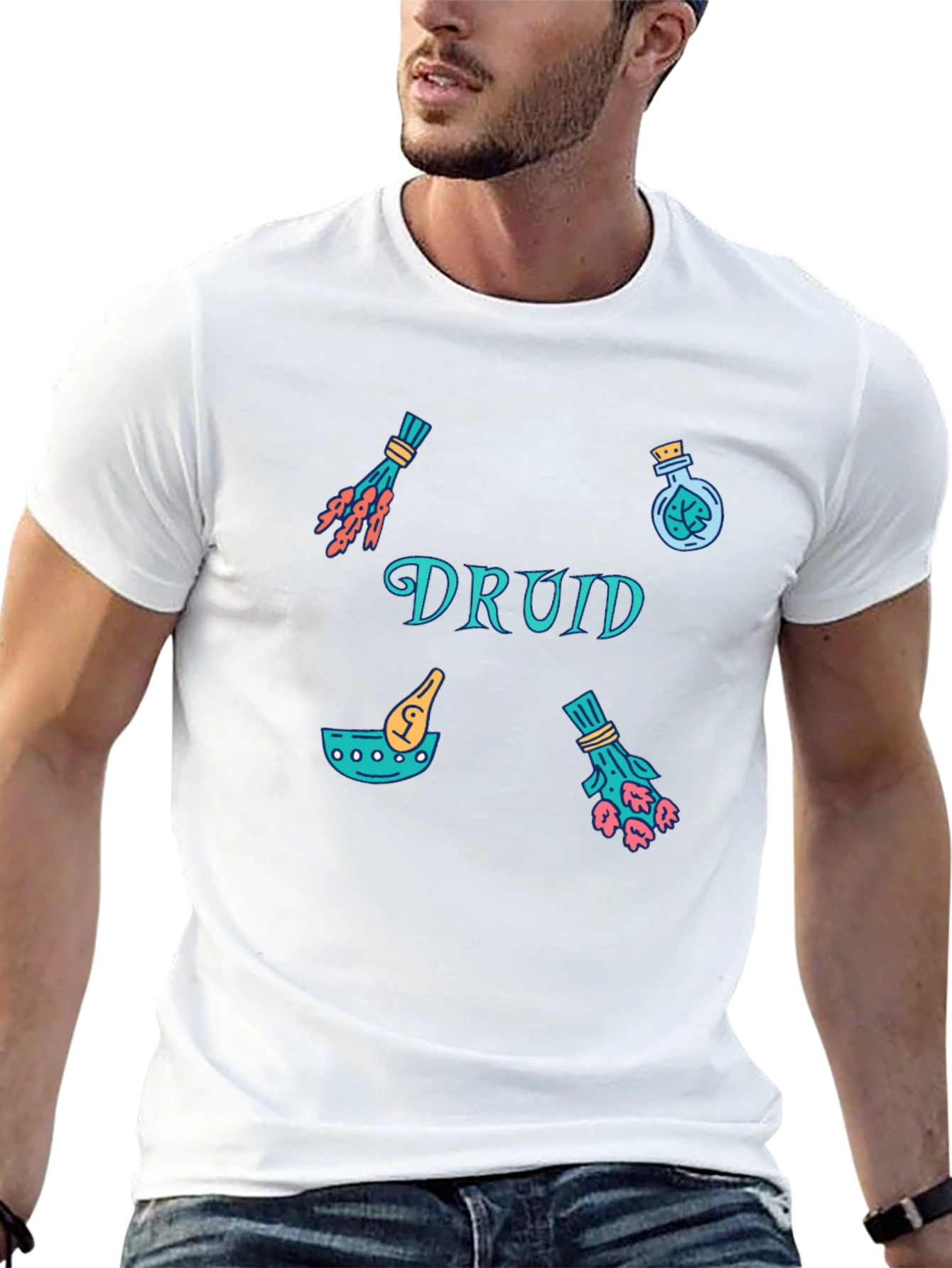 Druid Themed Graphic Print T-Shirt