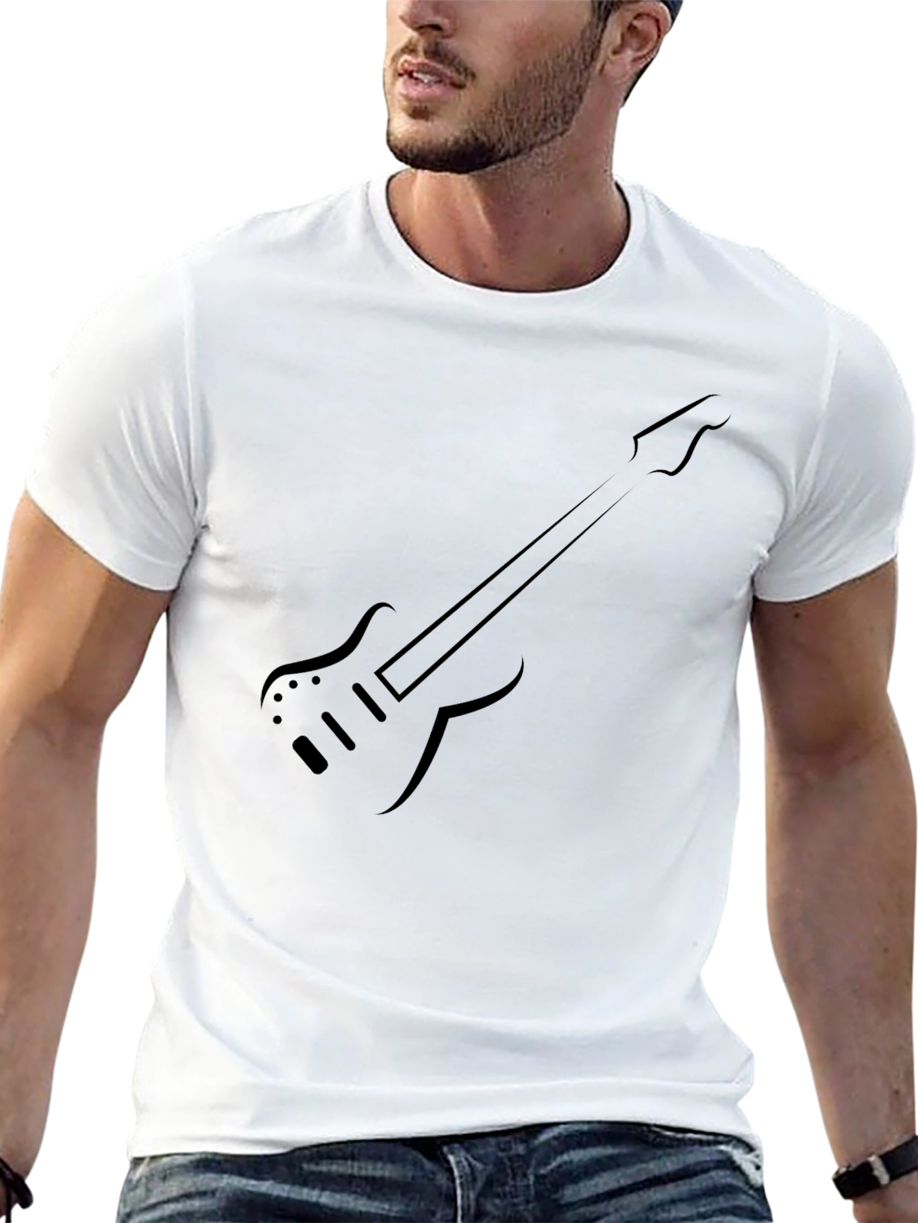 Black Guitar Graphic Tee - Modern Style