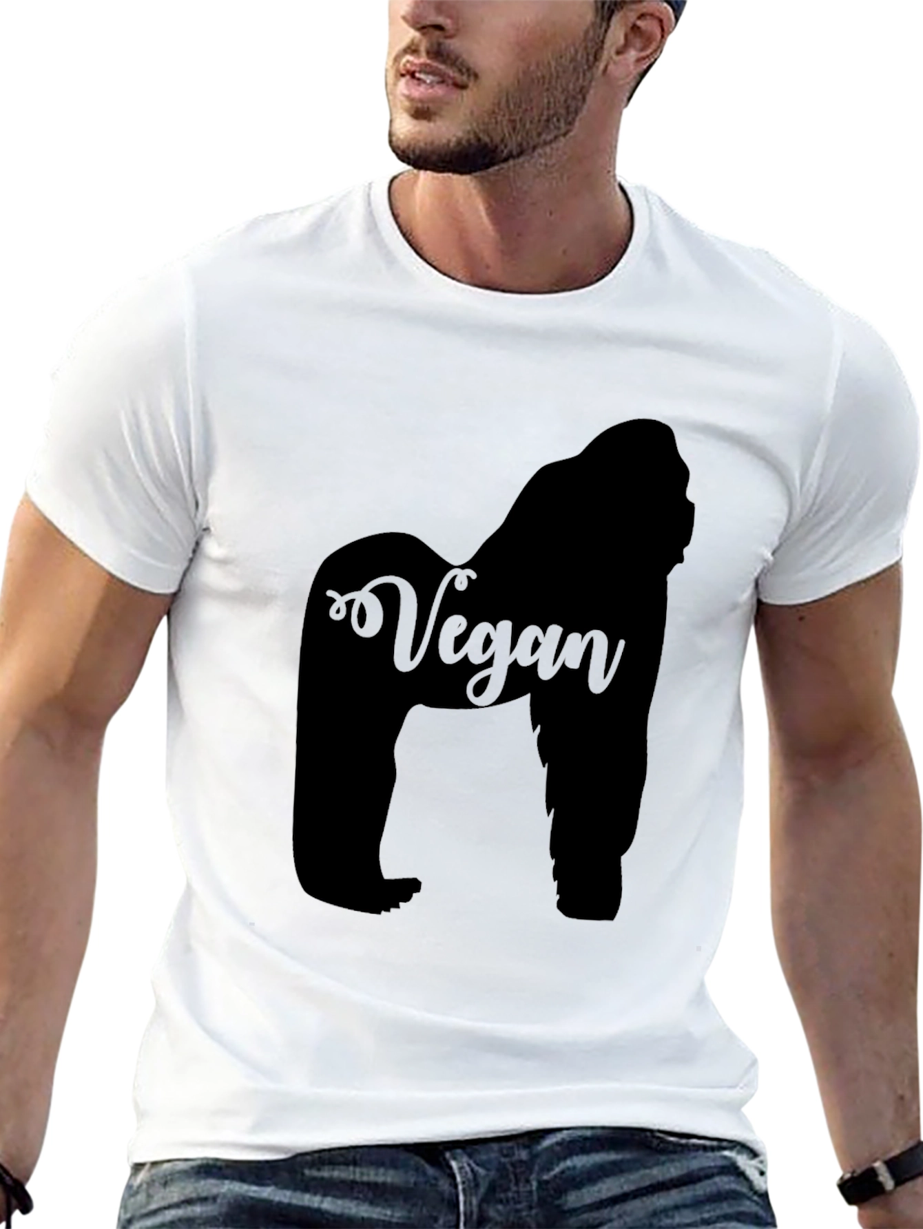 Vegan Gorilla Graphic Tee - Black